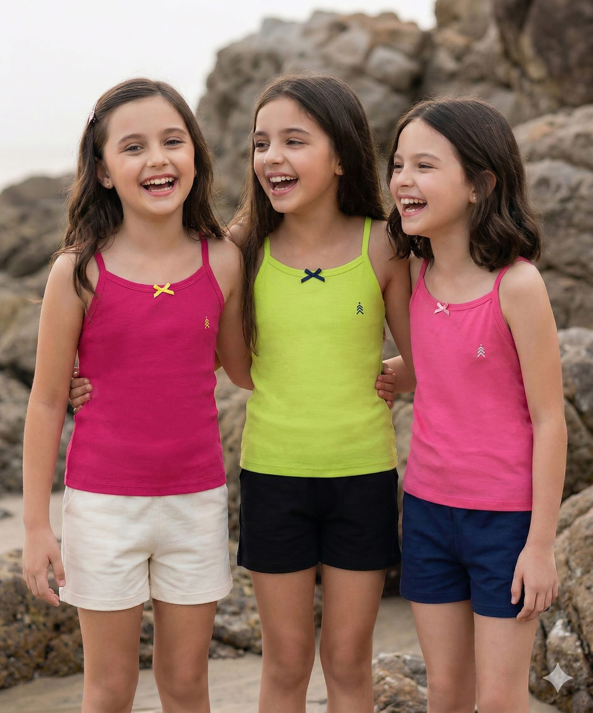 Pine Kids Cotton Elastane Knit Singlet Sleeves Solid Color Slips Pack of 3 (Color May Vary)-picture-11