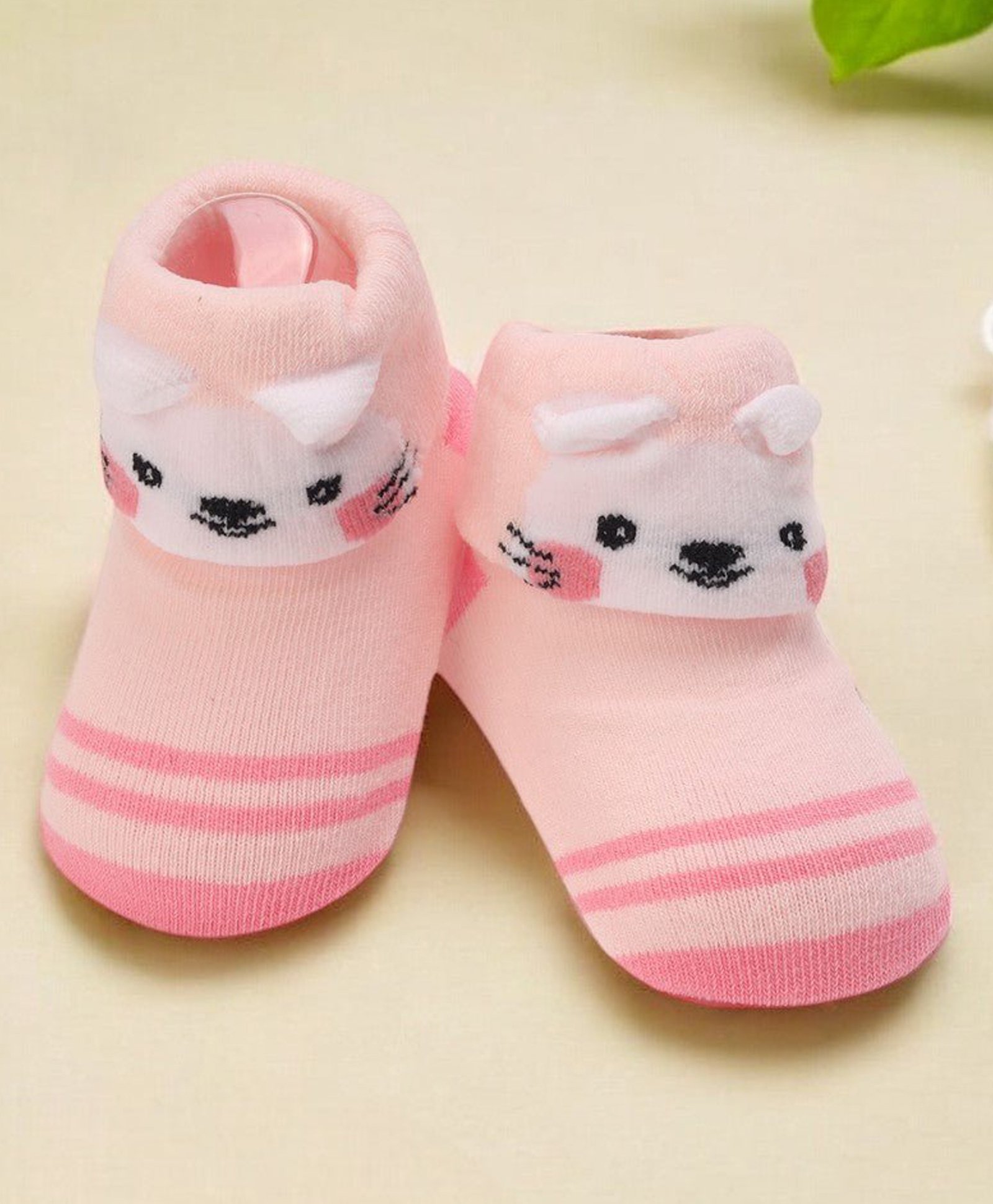 Yellow Bee Cotton Bunny Designed & Applique Detailed Socks - Pink-image-39
