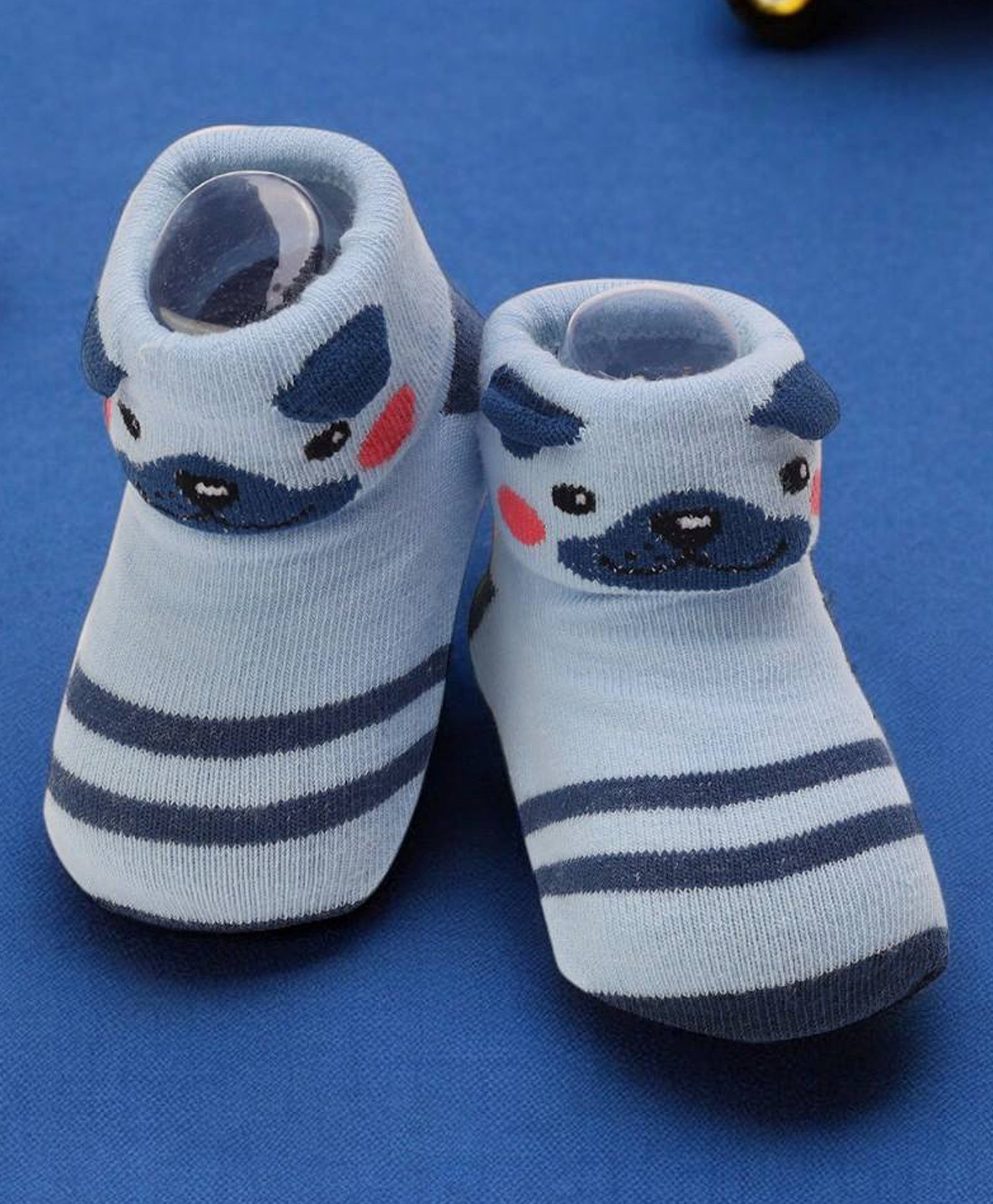 Yellow Bee Cotton Dog Designed Socks - Blue-picture-17