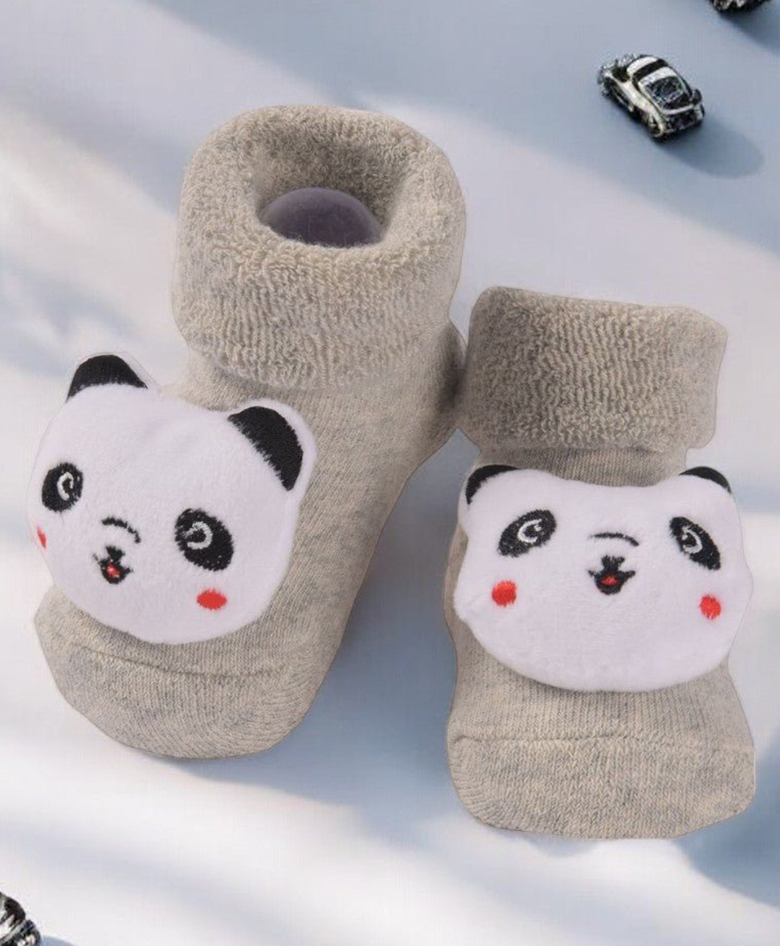Yellow Bee Cotton Panda Designed Socks - Grey-image-39
