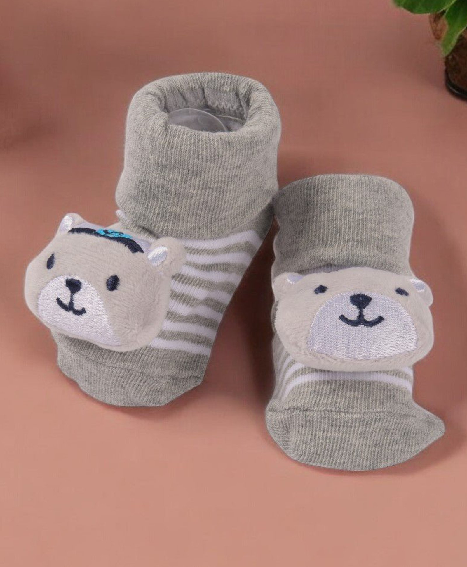 Yellow Bee Cotton Bear Designed Socks - Grey-picture-25