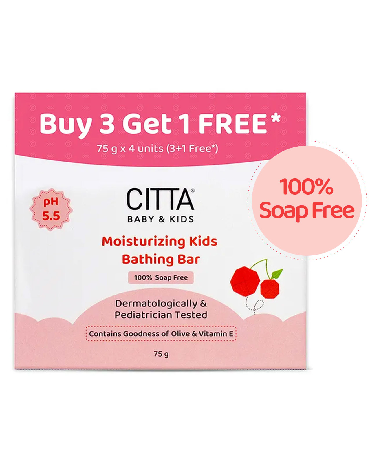 CITTA Moisturizing Kids Bathing Bar for Sensitive Skin |100% Soap Free | pH 5.5 | Enriched With Olive Oil & Vitamin E| 75g - Pack of 4-picture-19