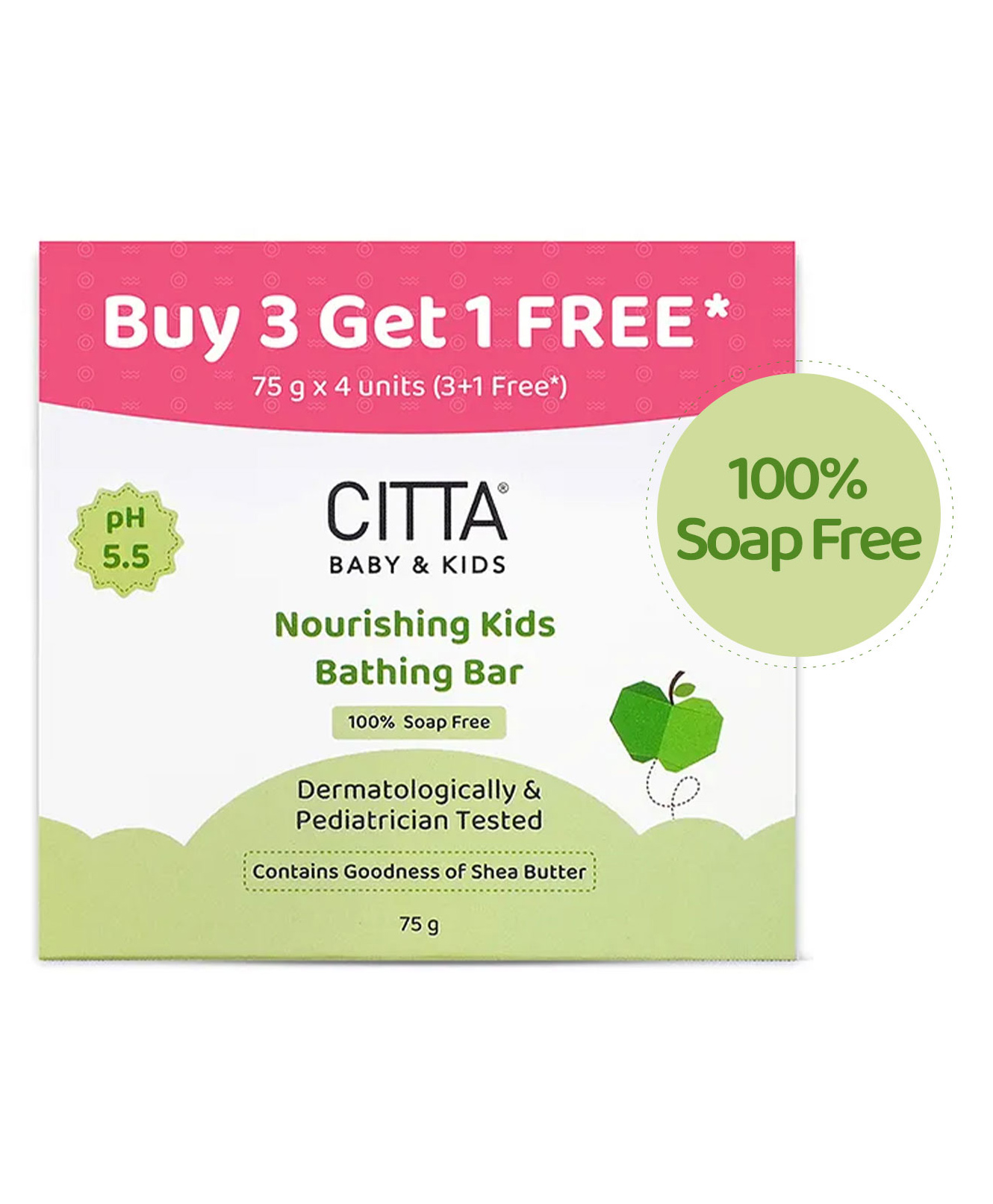CITTA Nourishing Kids Bathing Bar for Sensitive Skin | 100% Soap Free | pH 5.5 |Enriched With Shea Butter | 75g - Pack of 4-picture-18