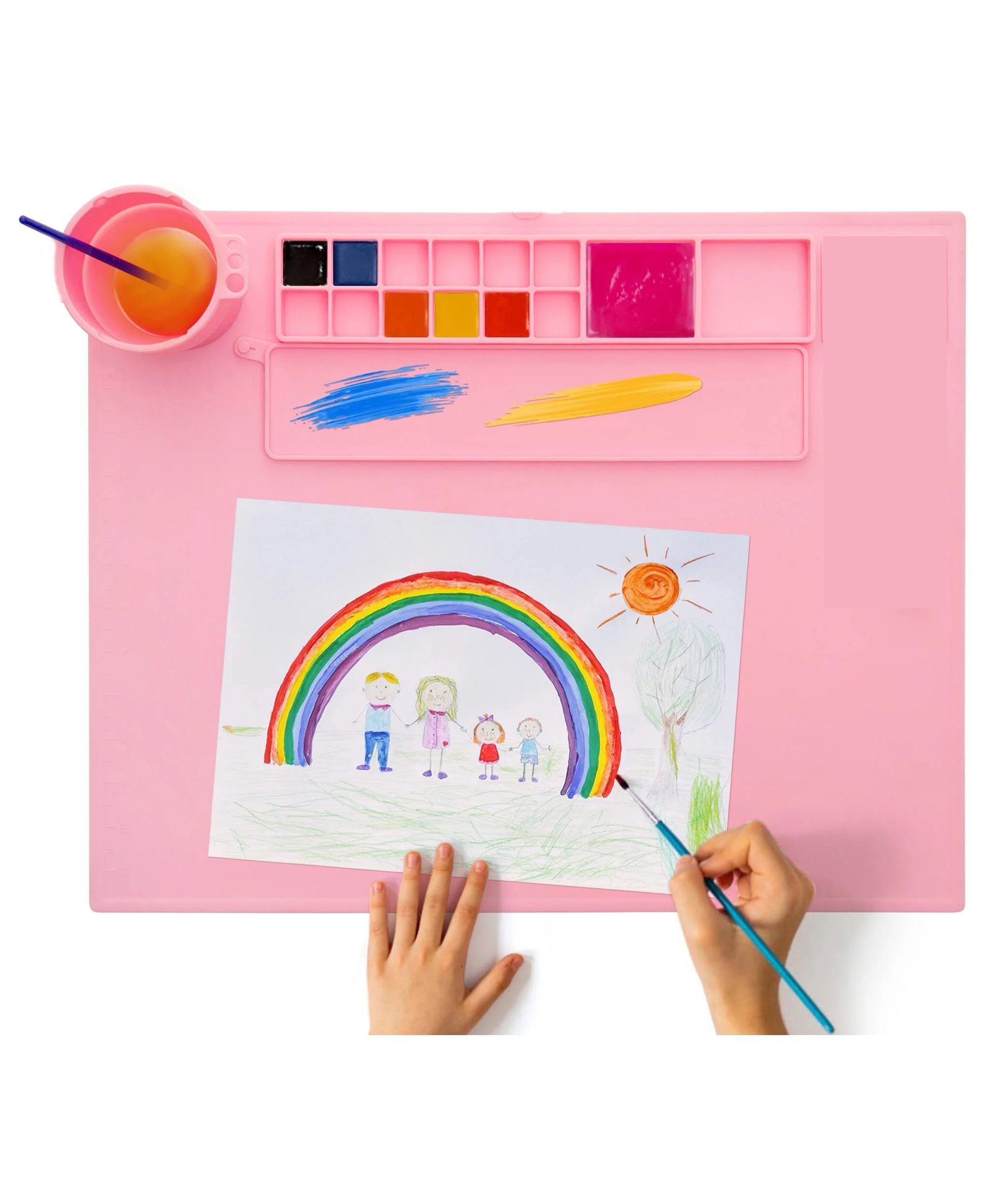 MUREN Silicone Craft Mat Silicone Painting Pad with Removable Folding Cup, Painter Holders, Silicone Artist Pads-Random color-image-43