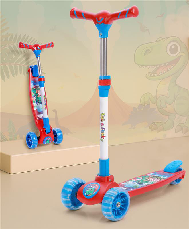 Kids 3 Wheel Kick Scooter with Led Wheels - Blue White| Adjustable Height | Music | Lean-to-Steer | Foldable Design | Toy for 3 to 10 Yrs Boys & Girls| Sport Gift| Physical Activity-image-41