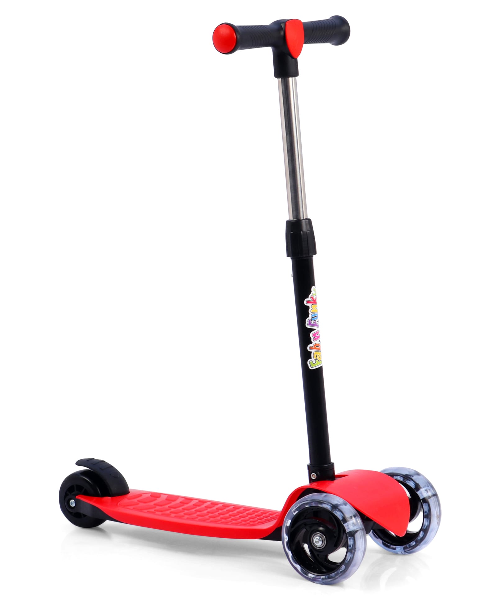3 Wheel Kick Scooter for Kids-Orange|4-Level Height Adjustable Handle|Foldable Design|LED Wheels|Rear Brake|Smooth Ride|Toy for 3-8 Years|Sport Gift|Physical Activity|Wide Deck|Lean-to-Steer-image-2