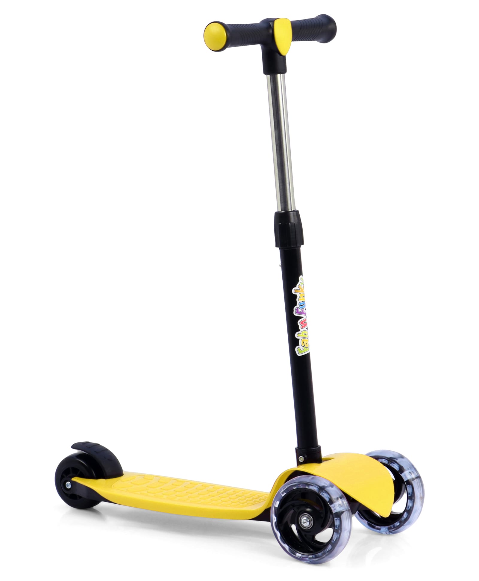 3 Wheel Kick Scooter for Kids-Yellow|4-Level Height Adjustable Handle|Foldable Design|LED Wheels|Rear Brake|Smooth Ride|Toy for 3-8 Years|Sport Gift|Physical Activity|Wide Deck|Lean-to-Steer-image-17