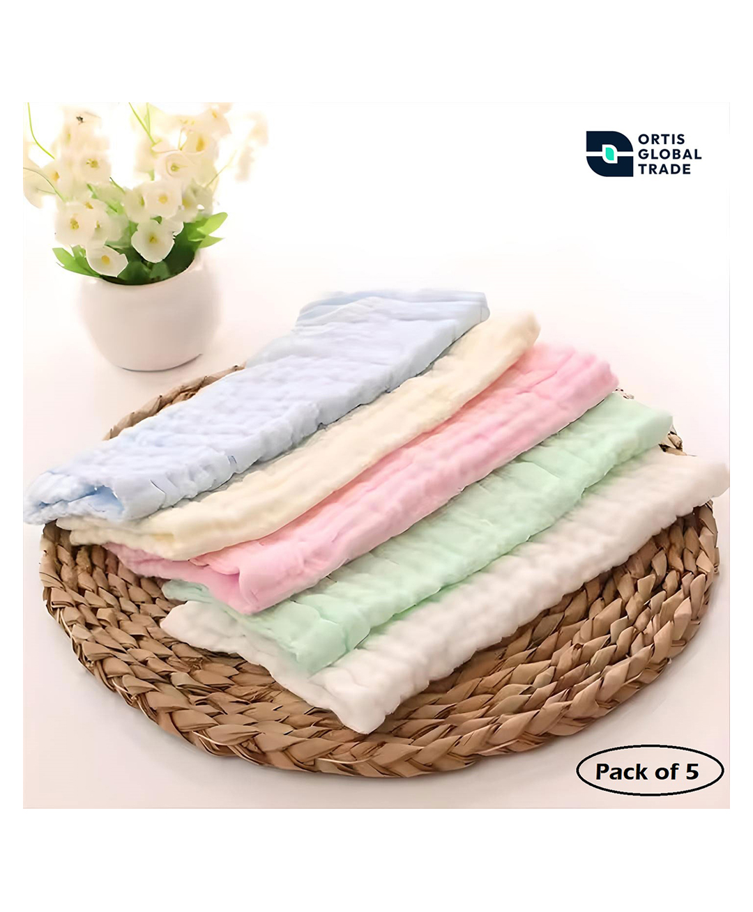 Ortis baby napkin Plain Color Square Scarf (pack of 5) (Color May Vary)-image-17