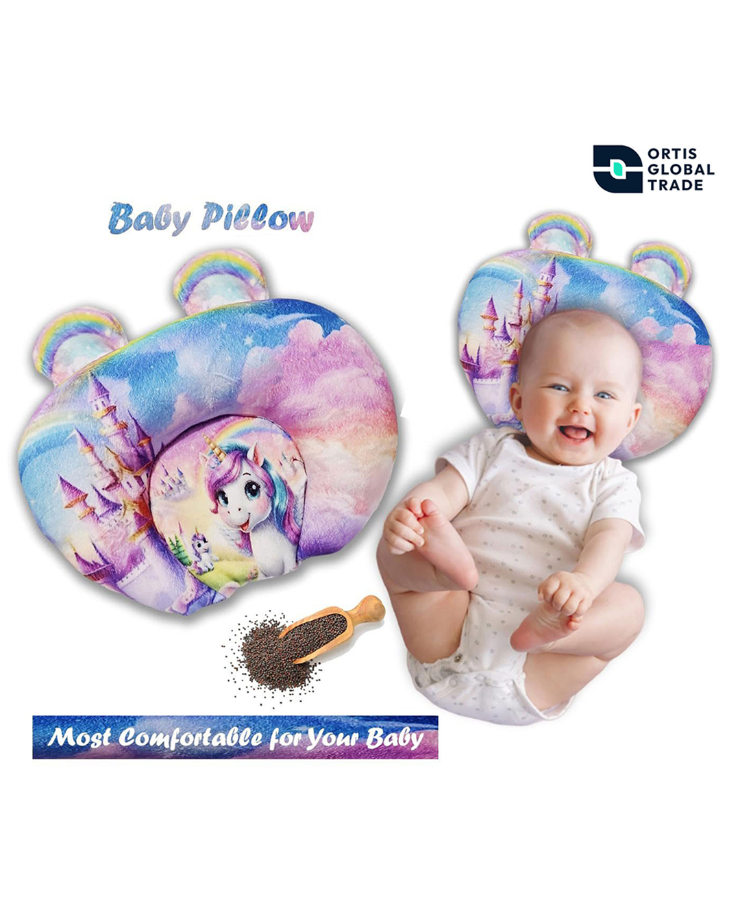 Ortis Cotton Head Shaping Mustard Seed Rai, Head Shaping Baby Pillow unicorn-picture-37