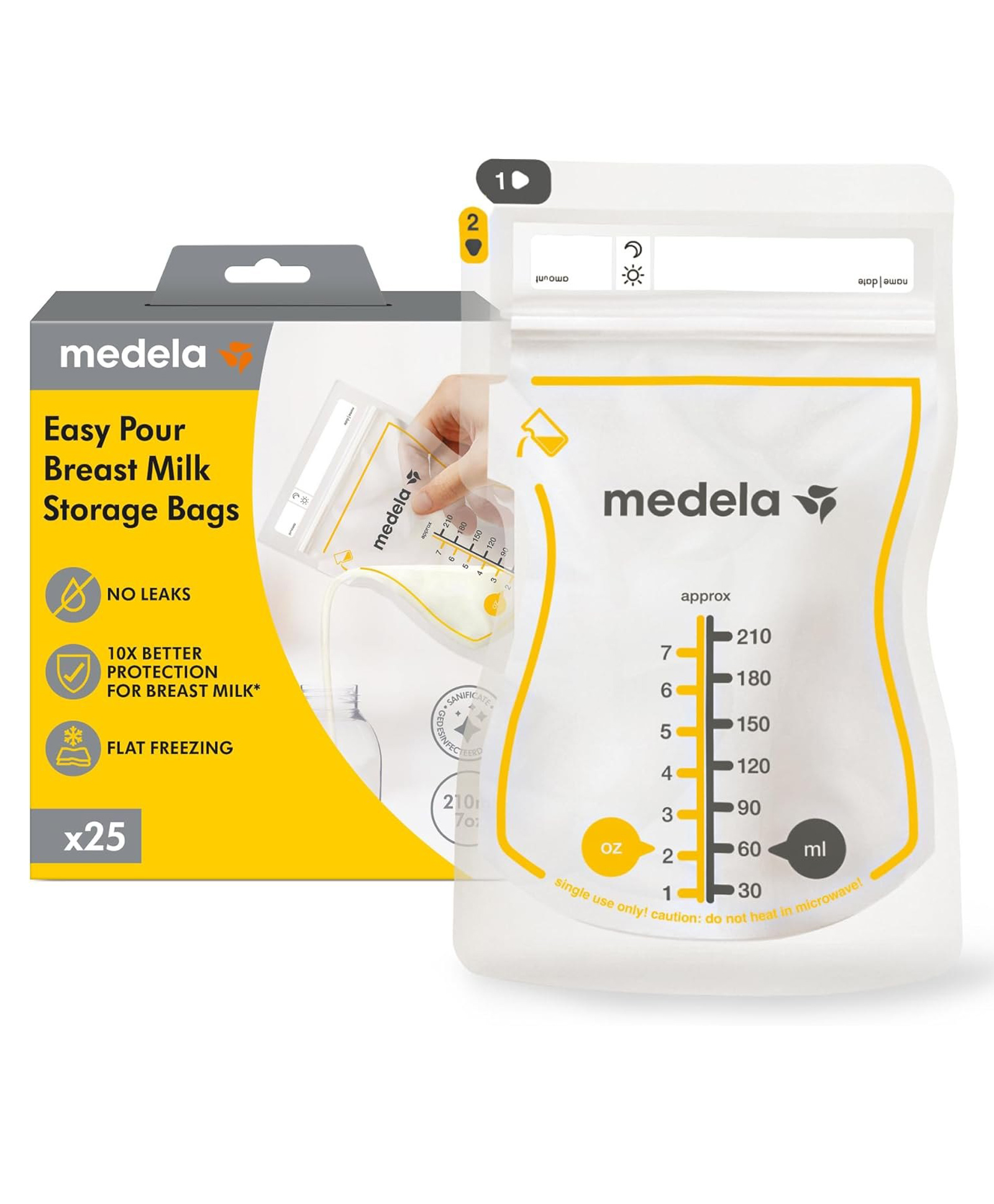 Medela Easy Pour Breast Milk Storage Bags 25 Pieces - 210 ml Each-picture-30