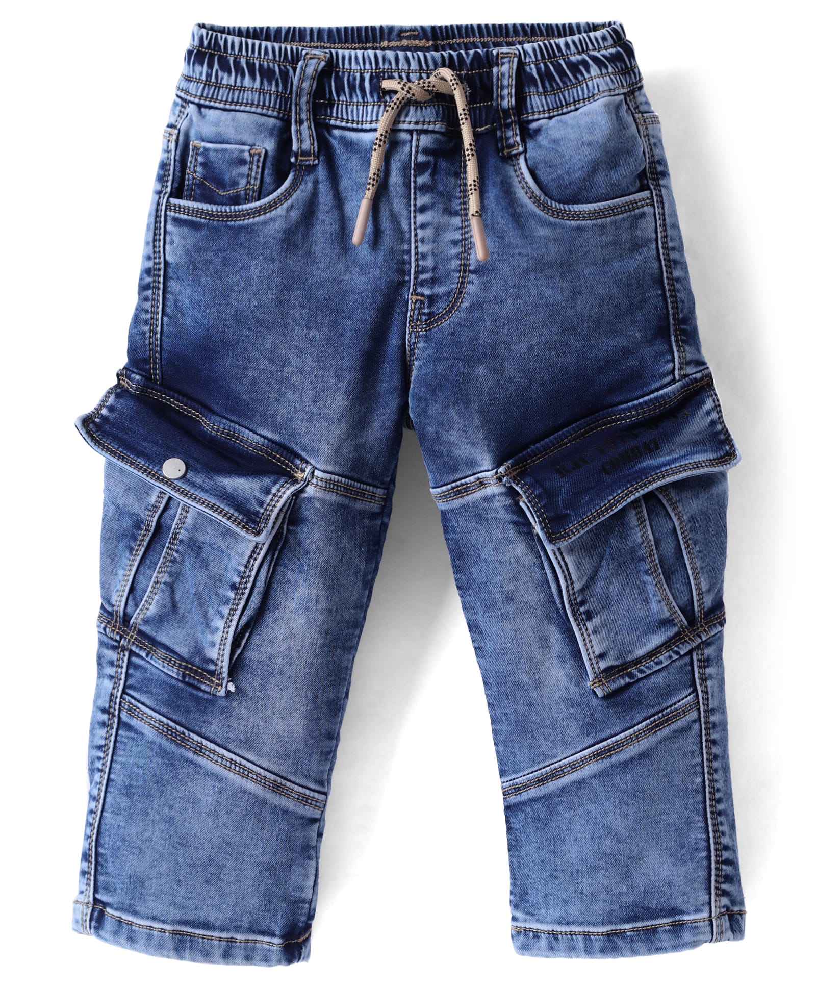 Ruff Denim Woven Full Length Washed Jeans with Pockets - Blue-picture-20