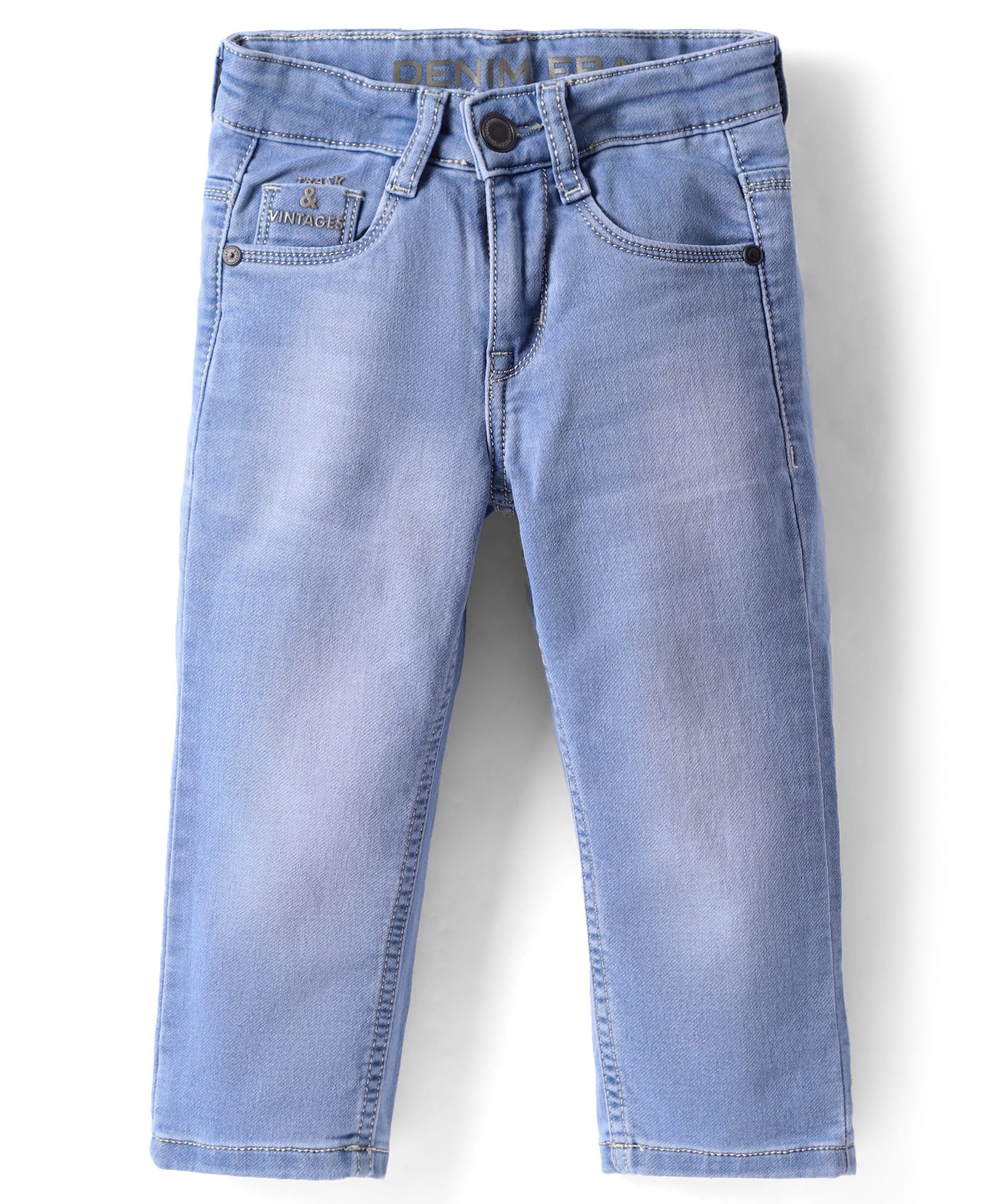 Ruff Denim Woven Full Length Washed Jeans - Light Blue-picture-24