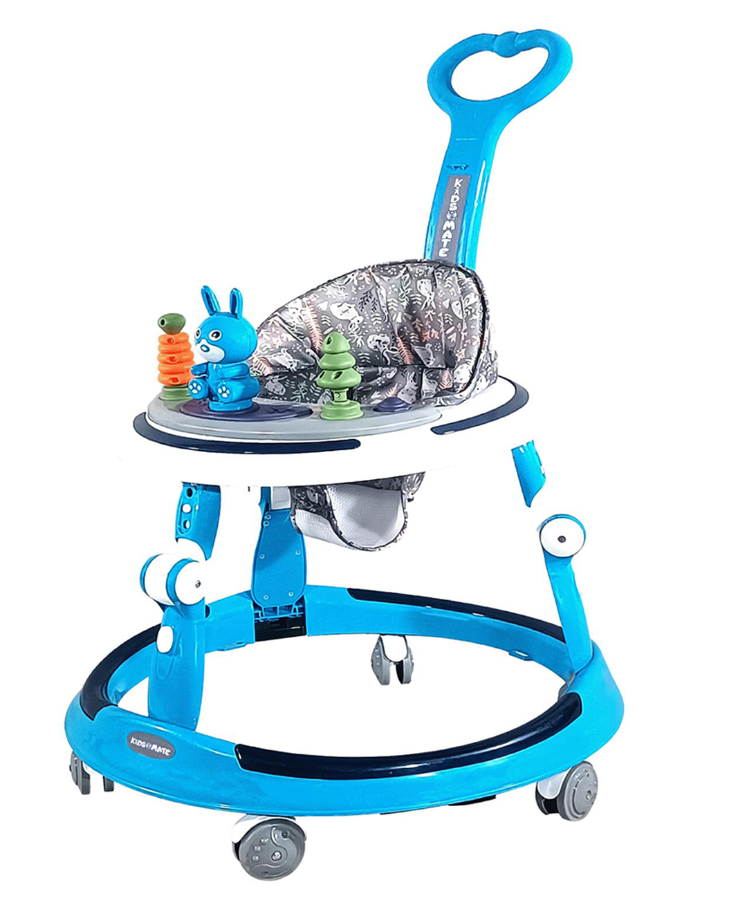 Kidsmate 360° Baby Walker for Boys & Girls | 7-Level Height Adjustment | Musical RGB Lights | Dual Tray for Food & Toys -(Radiant Blue)-image-33