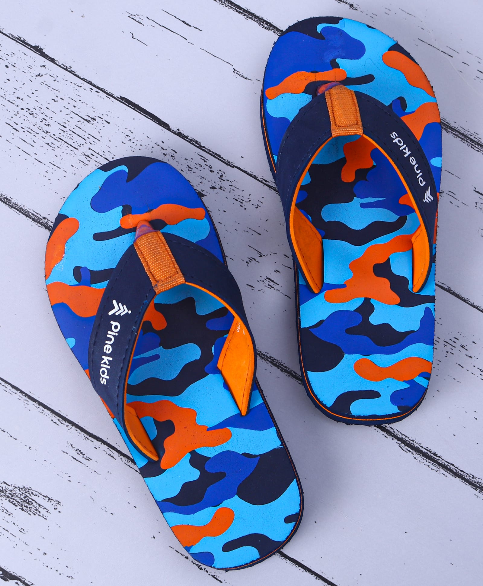 Pine Kids Slip On Flip Flopswith Camouflage Print - Blue-picture-14