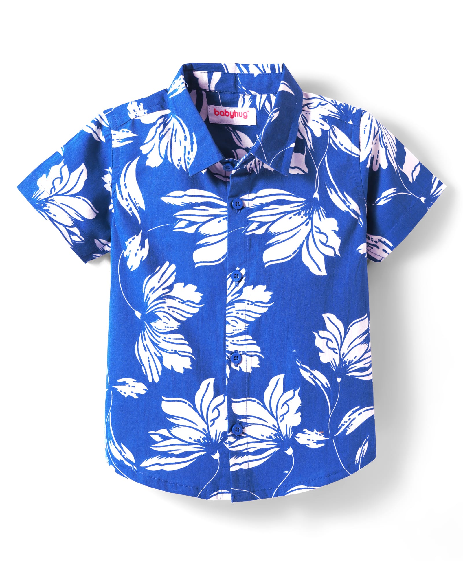 Babyhug Cotton Woven Half Sleeves Shirt With Floral Print - Blue-picture-19