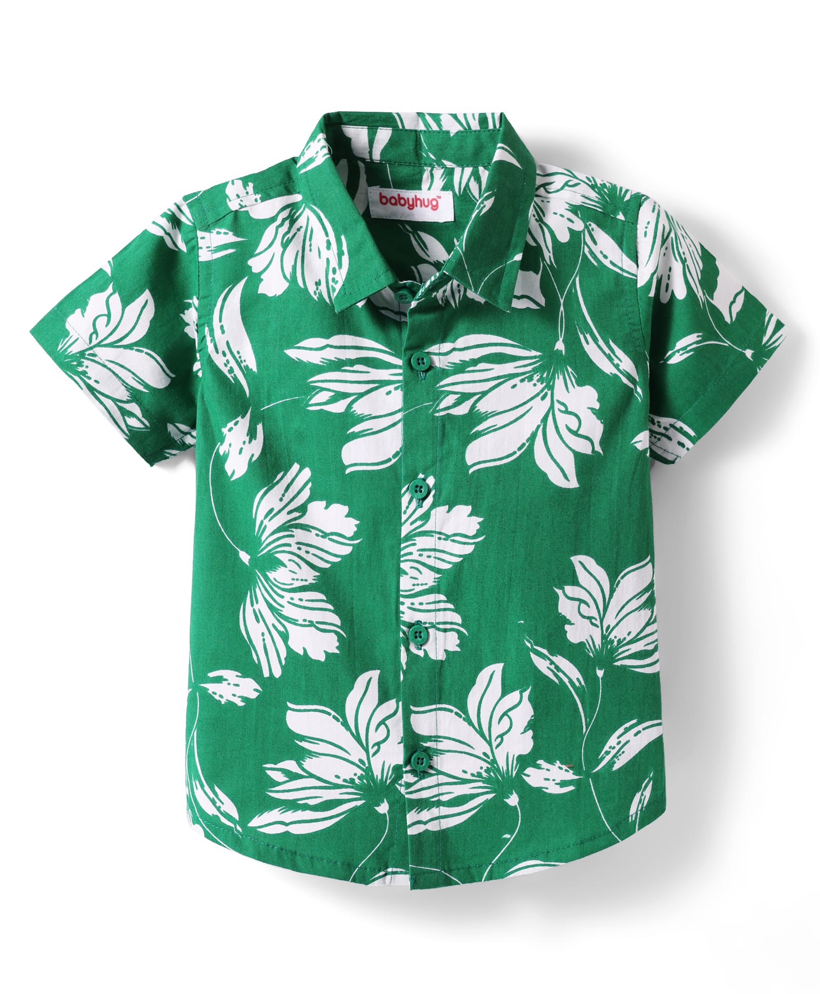 Babyhug Cotton Woven Half Sleeves Shirt With Floral Print - Green-image-25