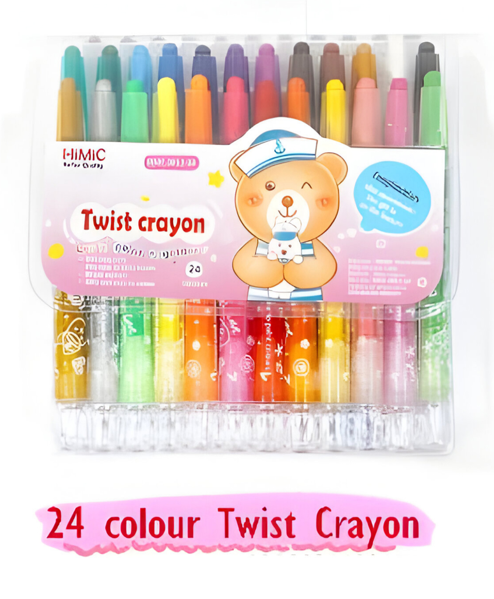 Schoolish Coloring Kit Twistable 24 Shades Rolling Crayons Pen for Drawing - Crayon Colour Set for Kids- Pack of 1- Color May Vary-image-47