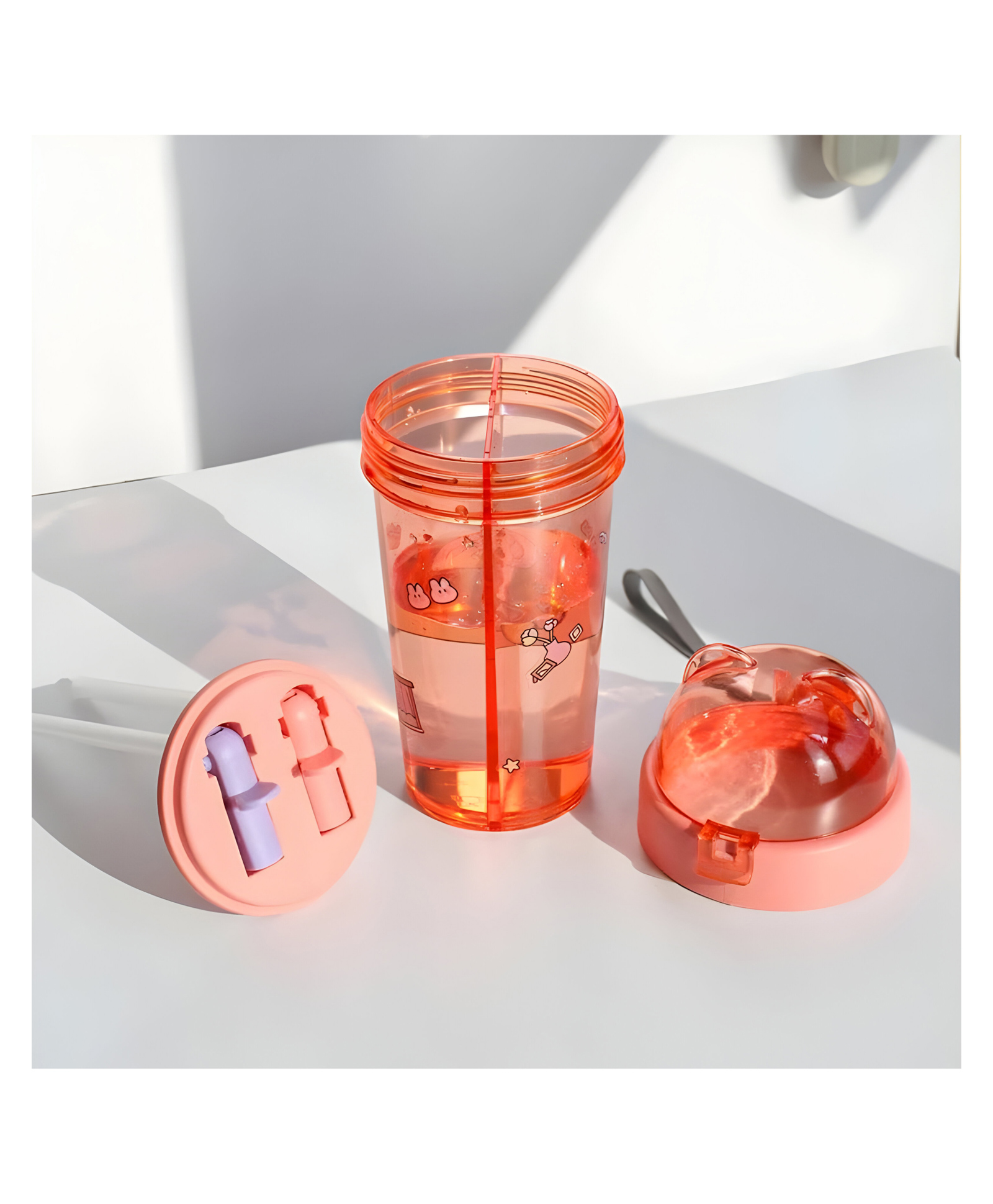 SCHOOLISH double straw sipper- partition bottle- two drinks in one sipper 420ml water bottle- Pack of 1- Color May Vary-image-32