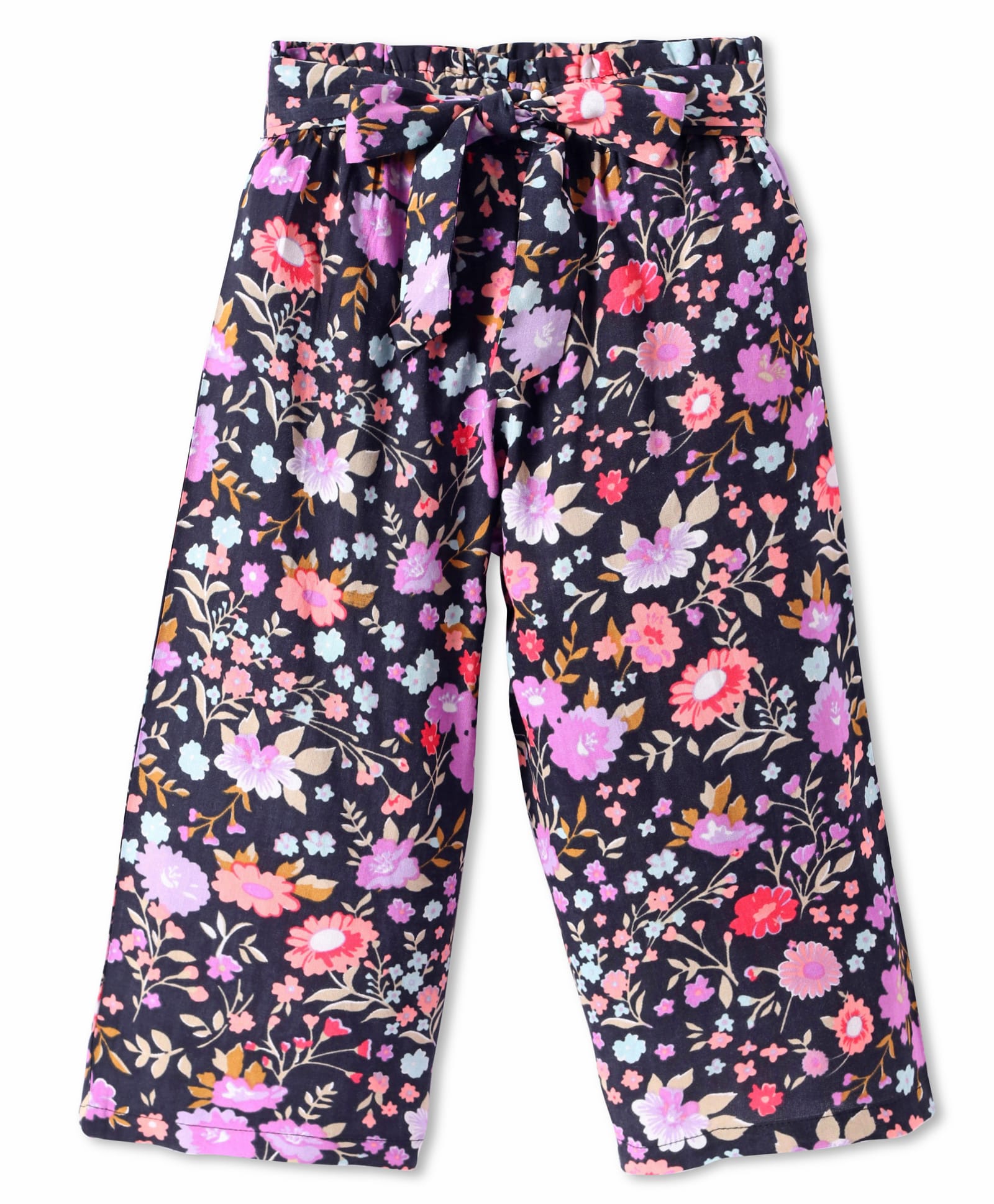 CrayonFlakes Floral Printed Belted Palazzo - Black-picture-25