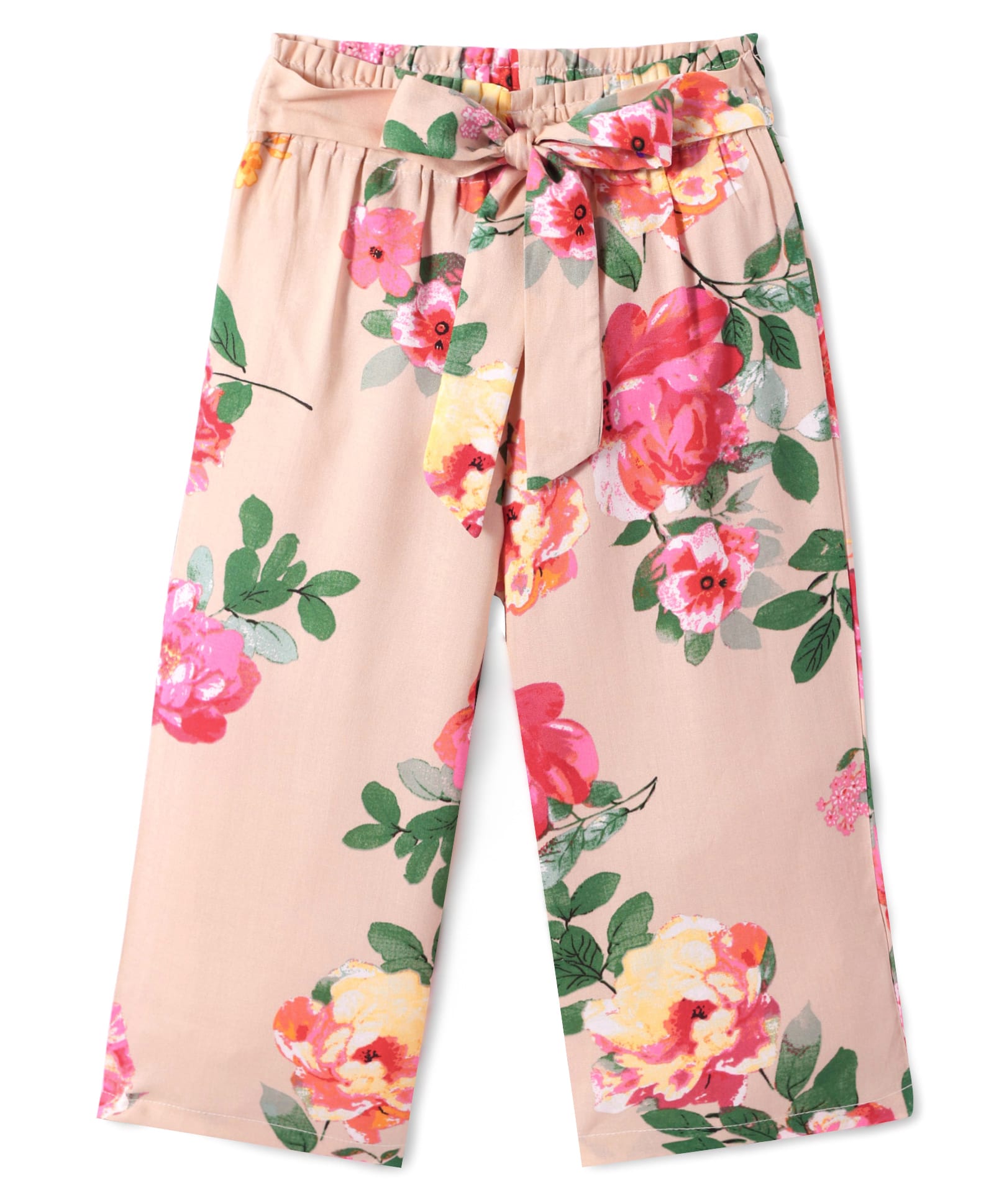 CrayonFlakes Floral Printed Belted Palazzo - Pink-picture-21