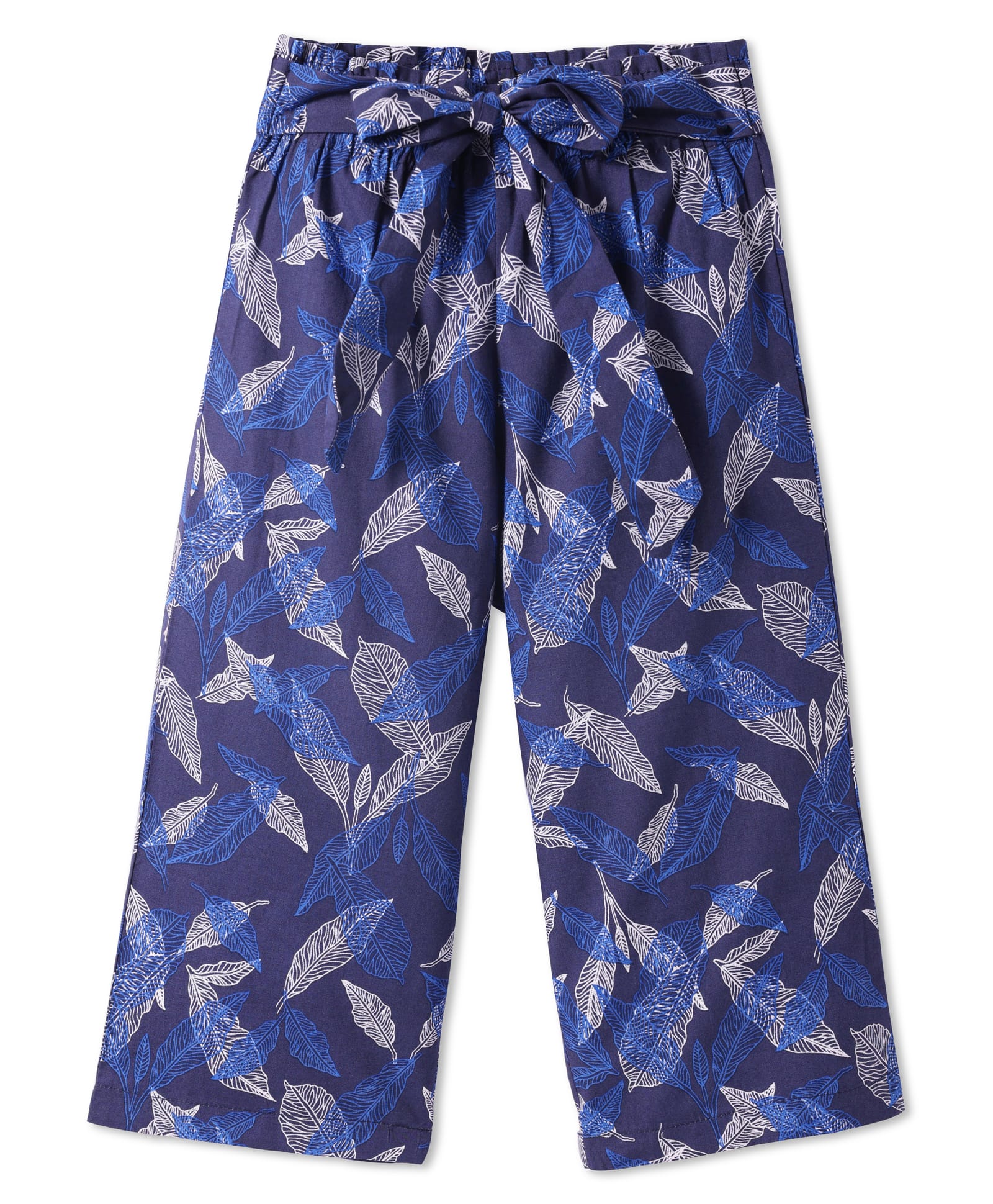 CrayonFlakes Forest Printed Belted Cotton Palazzo - Blue-image-14