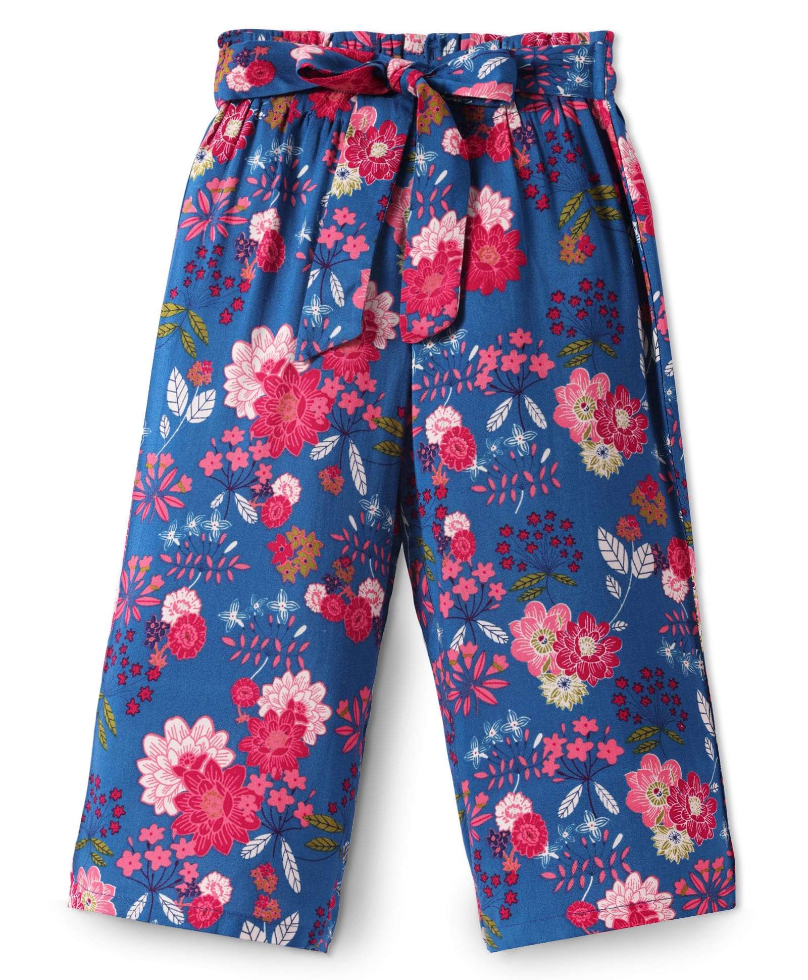 CrayonFlakes Floral Printed Belted Palazzo - Blue-picture-30