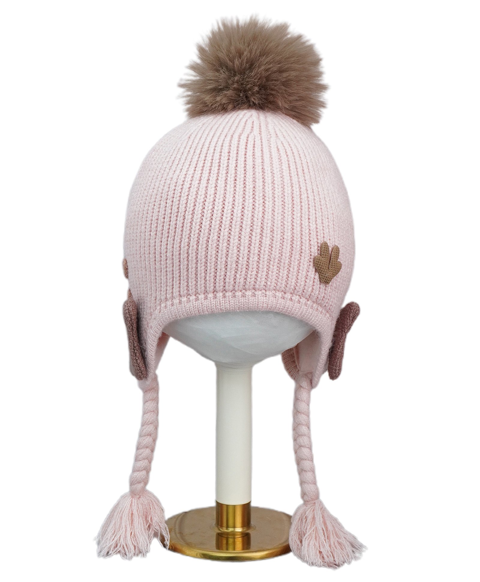 Little Surprise Box Woollen Blend Pom Pom Designed Tie Up Detailed Knitted Cap - Pink-image-14