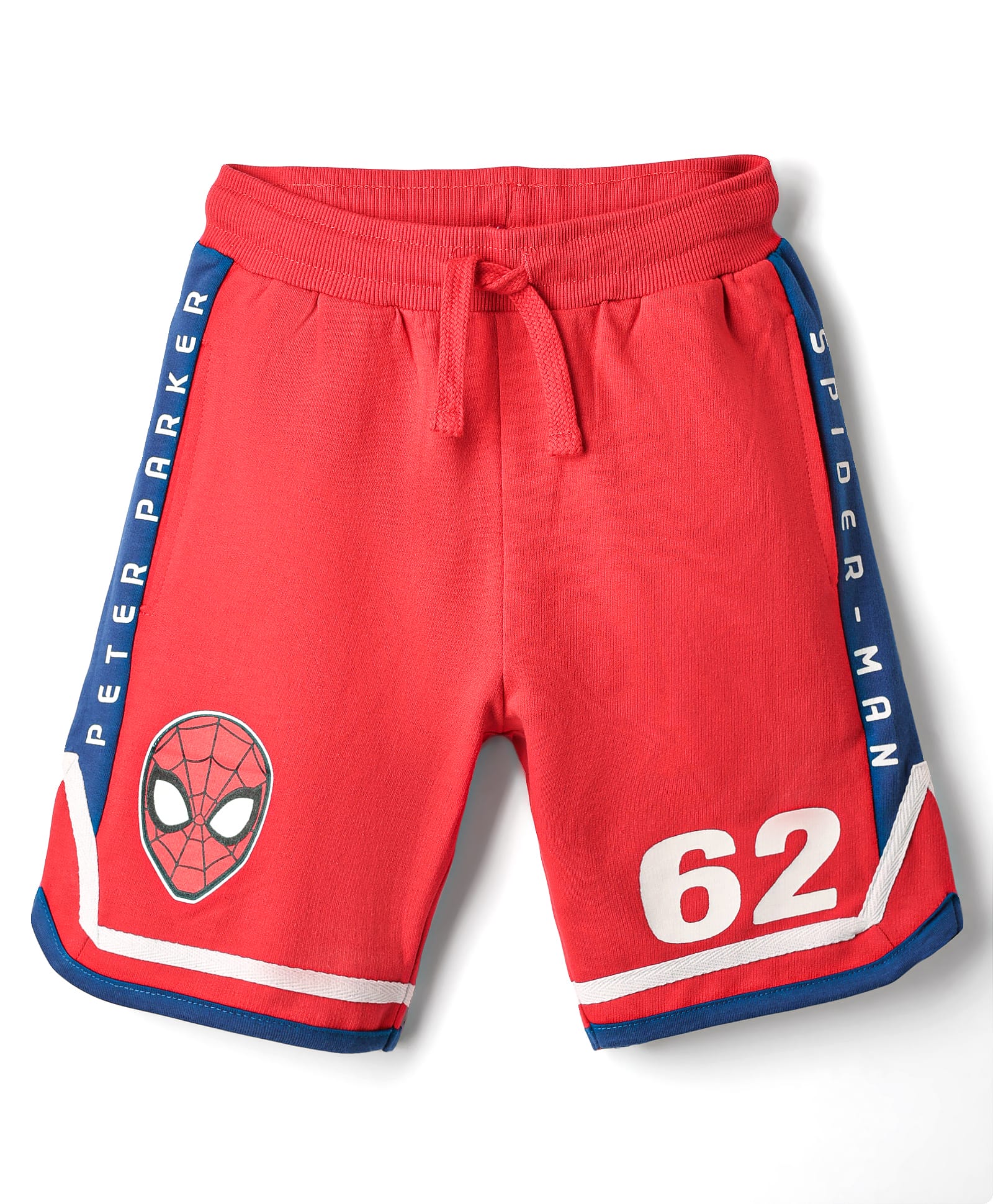 Pine Kids Marvel Terry Knit Knee Length Shorts With Spider Man Graphics & Badge Detailing - Red-image-29