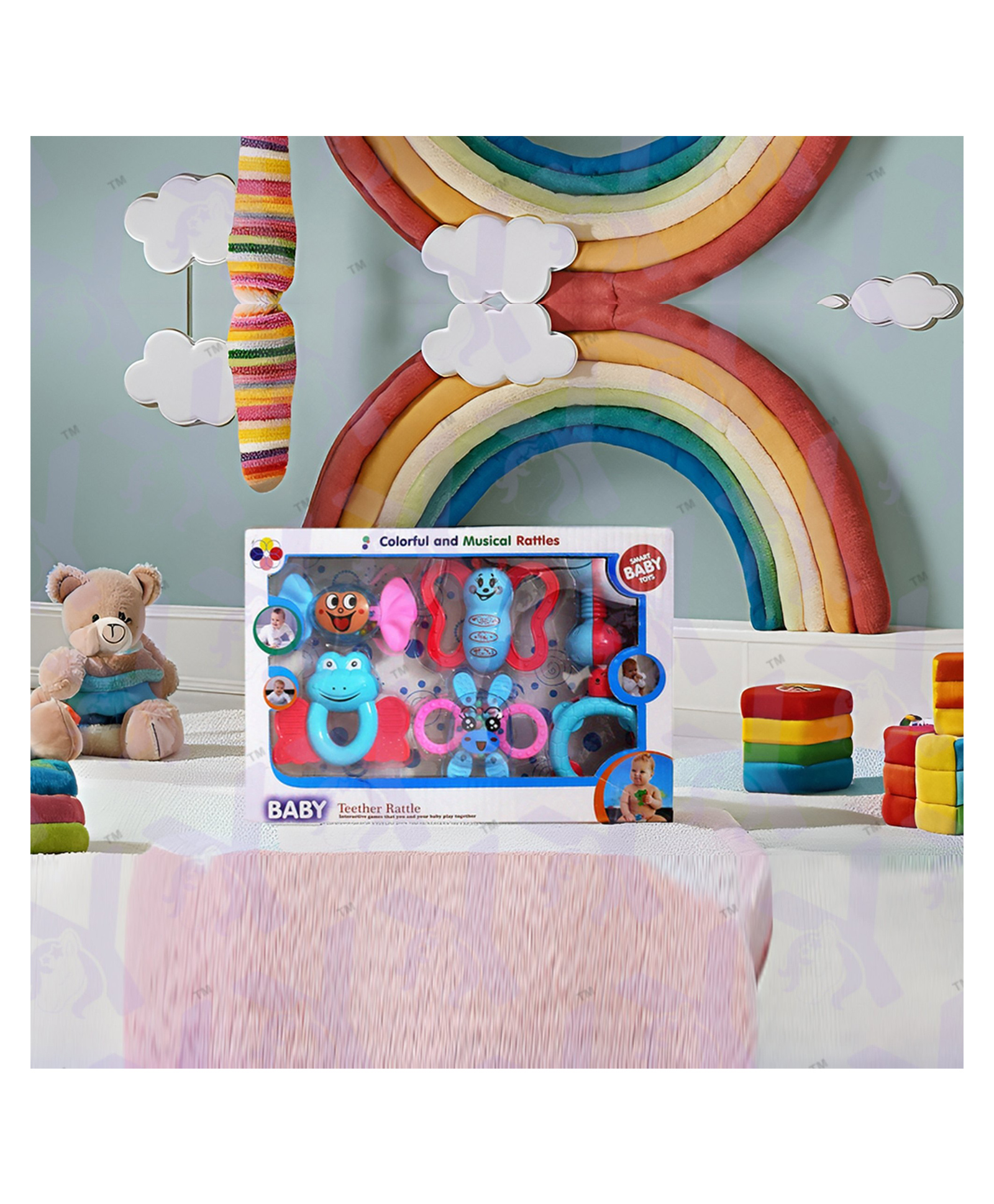 Yunicorn Max Stylish Muscial Rattle cum Teether -Pack 6 - Multicolor-image-25