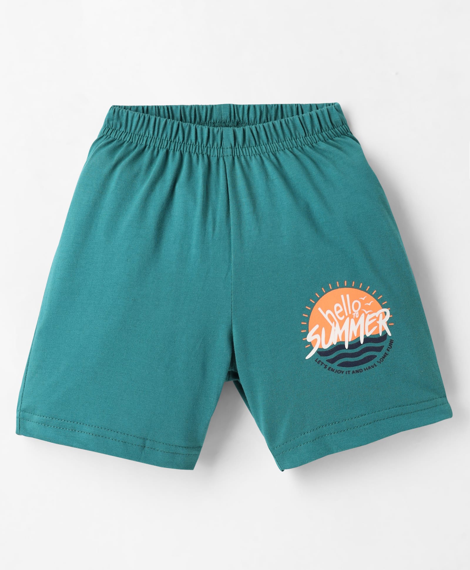 Tango Single Jersey Knit Knee Length Shorts With Beach Theme Print - Mint-image-34