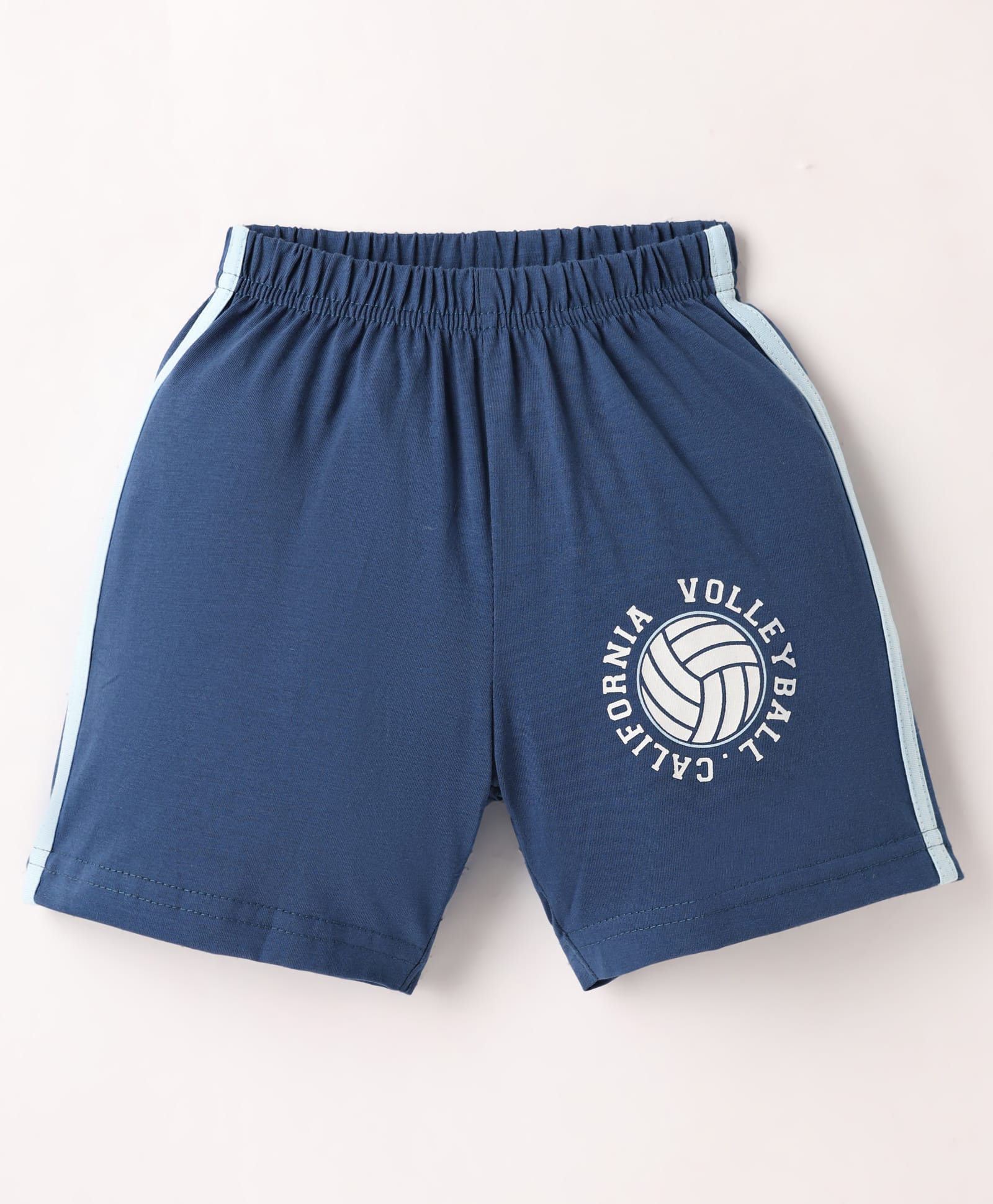 Tango Single Jersey Knee Length Shorts With Sport Theme Print & Tape Detailing - Royal Blue-image-44