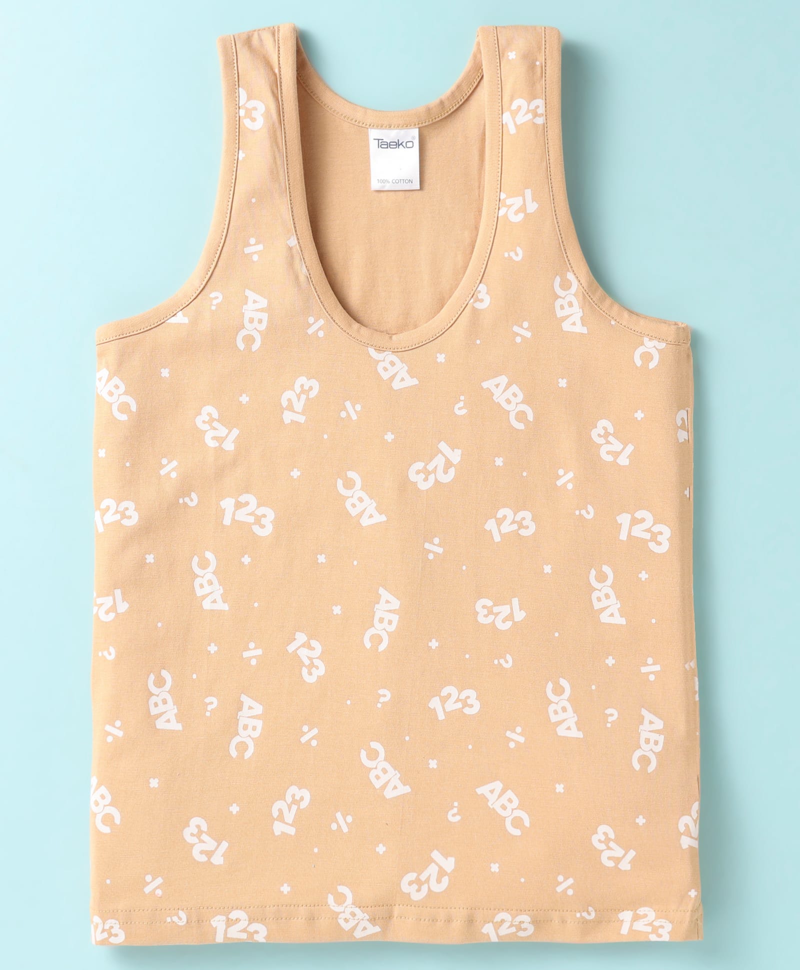 Taeko Single Jersey Knit Sleeveless Vest With Text Print - Tan-picture-19