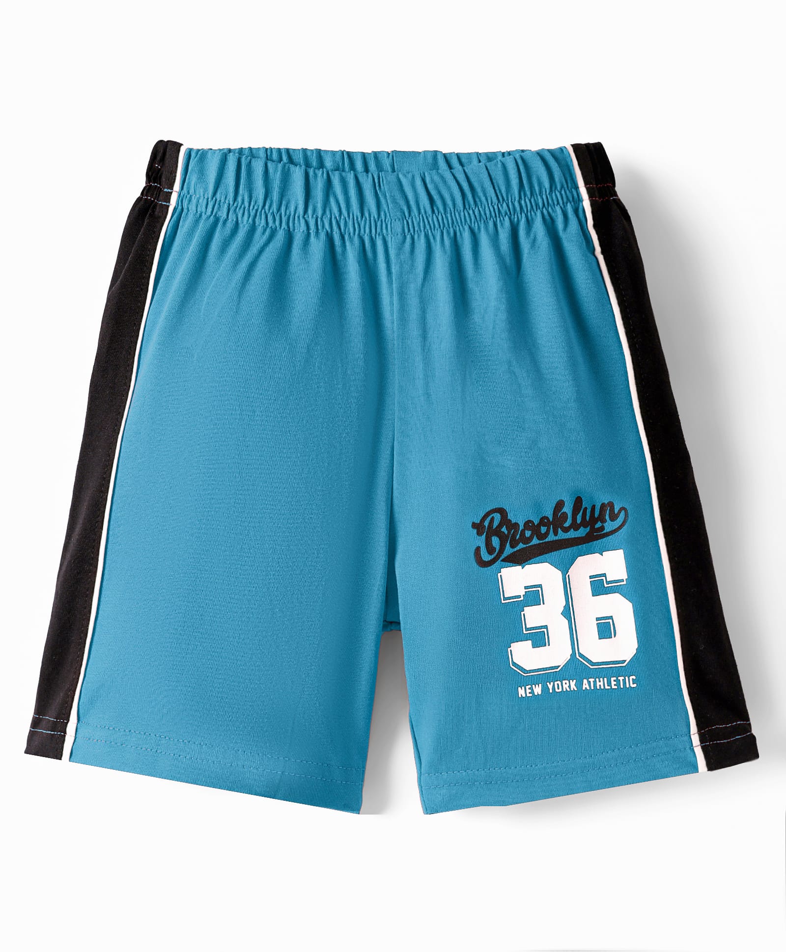Taeko Single Jersey Knit Knee Length Shorts with Sport Theme Text Print -Blue-image-12