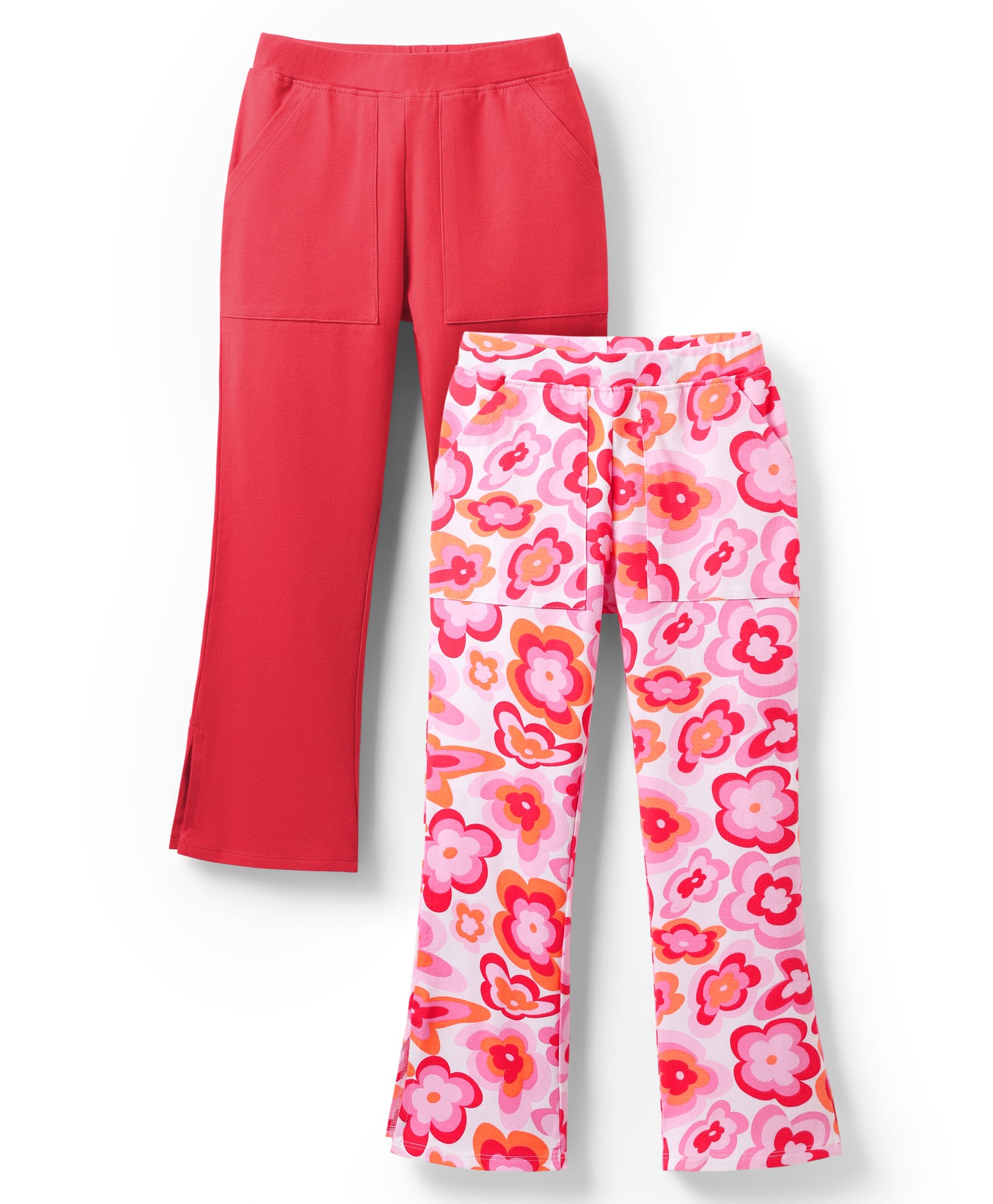 Honeyhap Premium Cotton Elastane Knit Full Length Floral Print Leggings With Bio Finish Pack Of 2-High Risk Red Bright White Nectarine Sachet Pink-picture-25