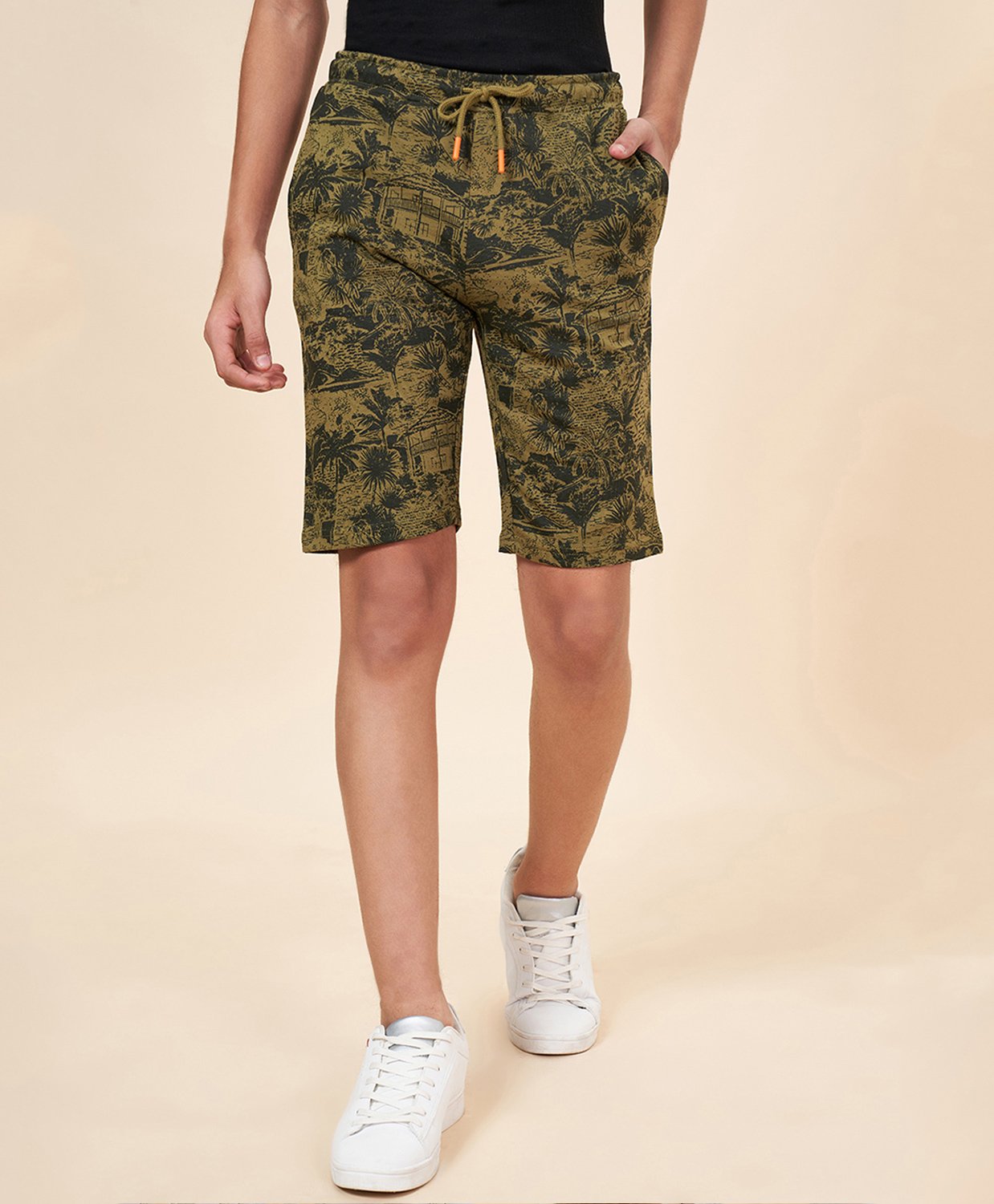 Coolsters by Pantaloons Cotton House & Trees Printed Shorts - Olive Green-picture-29