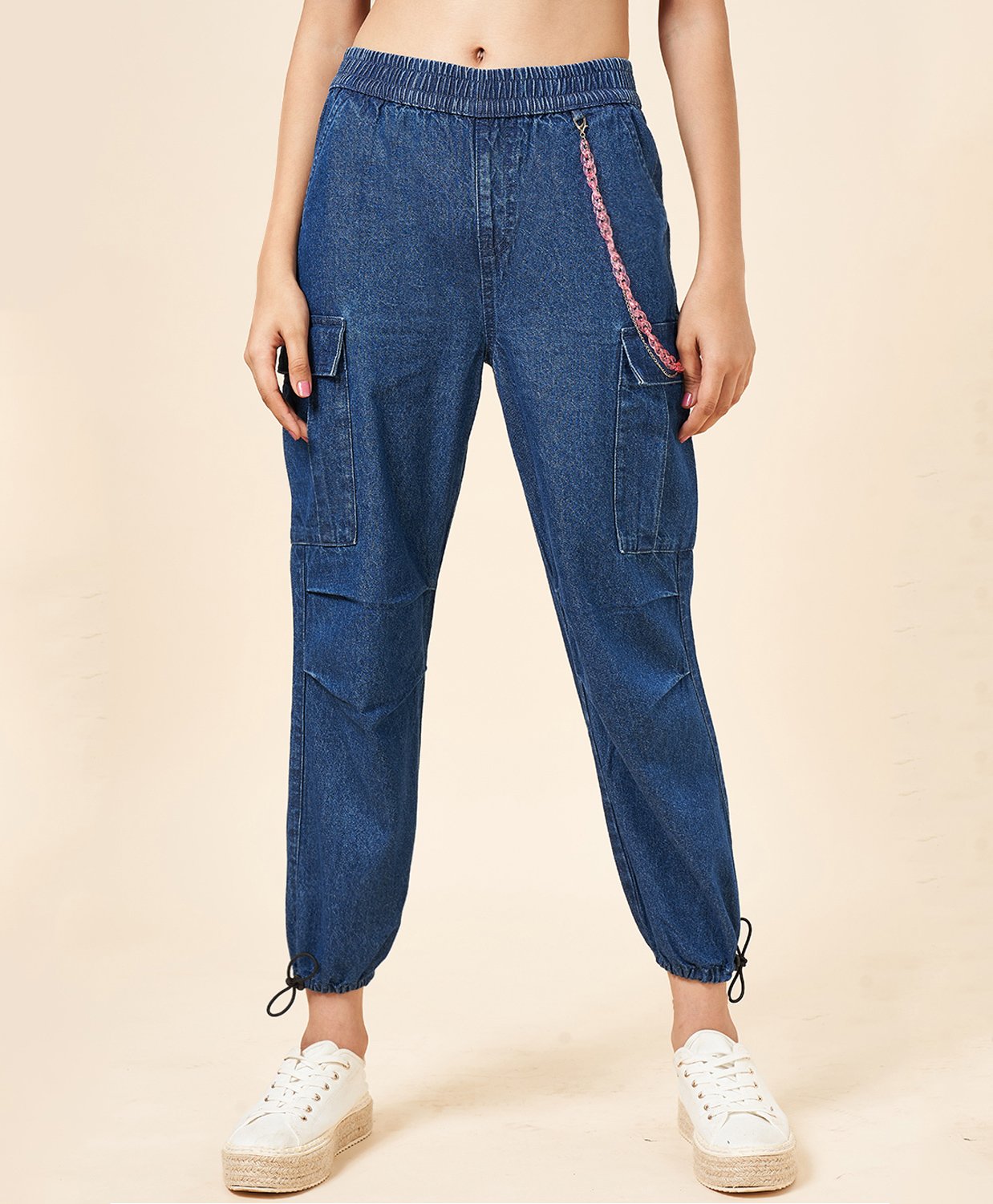 Coolsters by Pantaloons Cotton Chain Detailed Pant - Blue-image-20