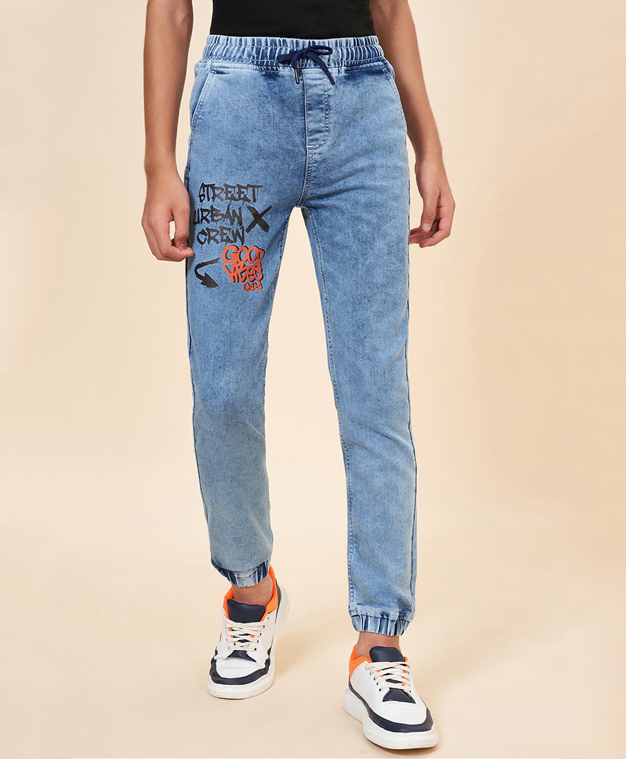 Coolsters by Pantaloons Street Urban Crew Text Printed Jeans - Light Blue-picture-22
