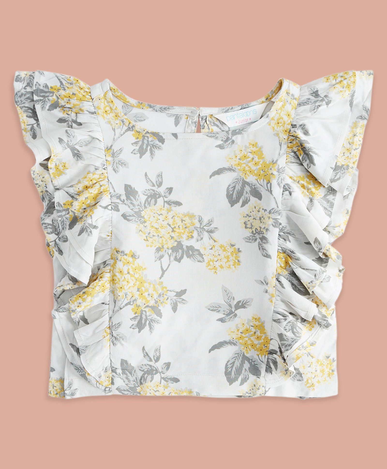 Akkriti by Pantaloons Viscose Rayon Sleeveless Floral Printed & Frill Detailed Top - Off White-picture-12