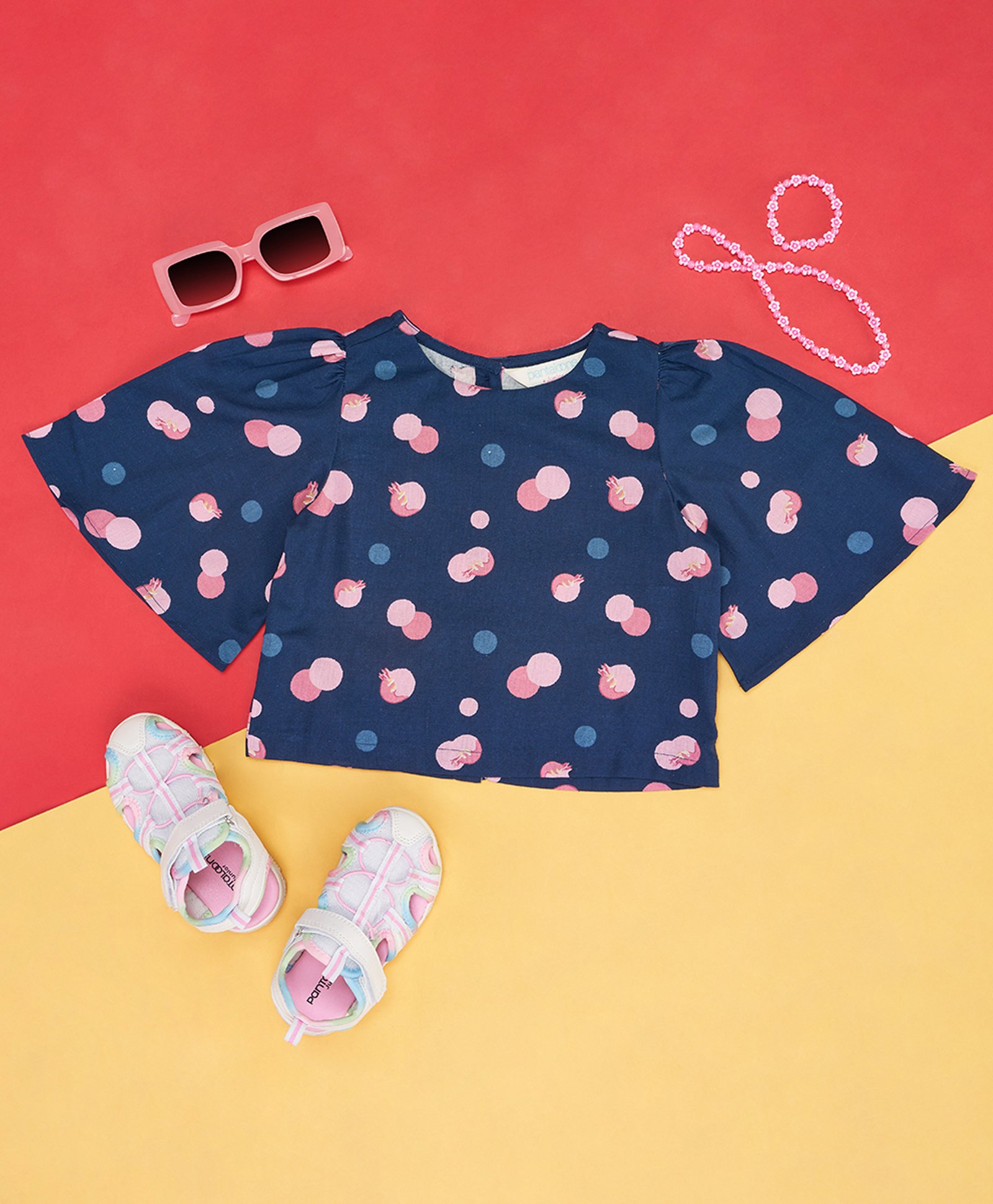 Akkriti by Pantaloons Cotton Flax Half Bell Sleeves Abstract Printed Top - Navy Blue-image-15