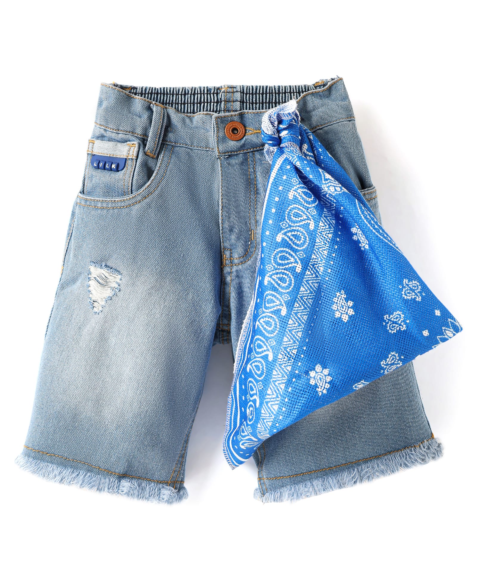 Little Kangaroos Washed Distressed Denim Shorts - Light Blue-image-24