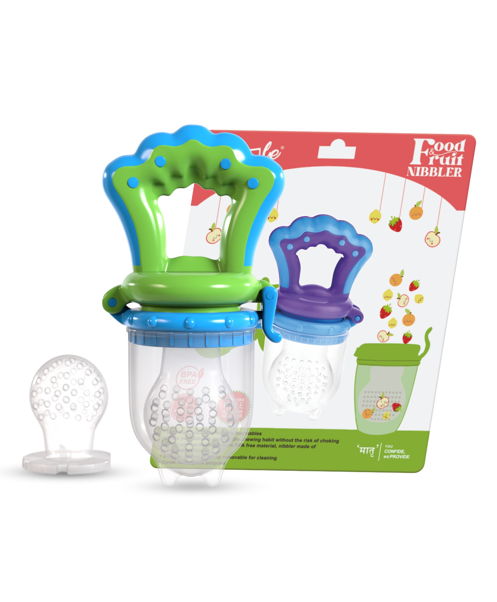 Cradle Food & Fruit Nibbler - Green & Blue-image-3
