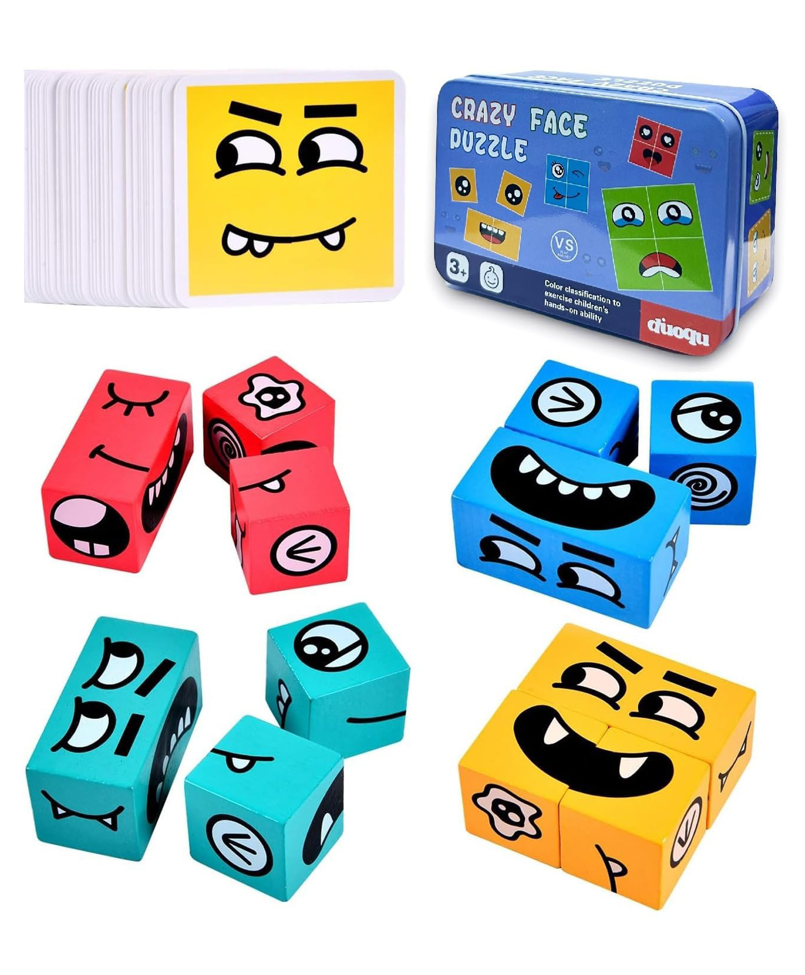 New Pinch Wooden Puzzle Face Change Rubik Cube Puzzle Game Face-Changing Educational Magic Cube Building Blocks Puzzle For Kids Multicolor-image-39