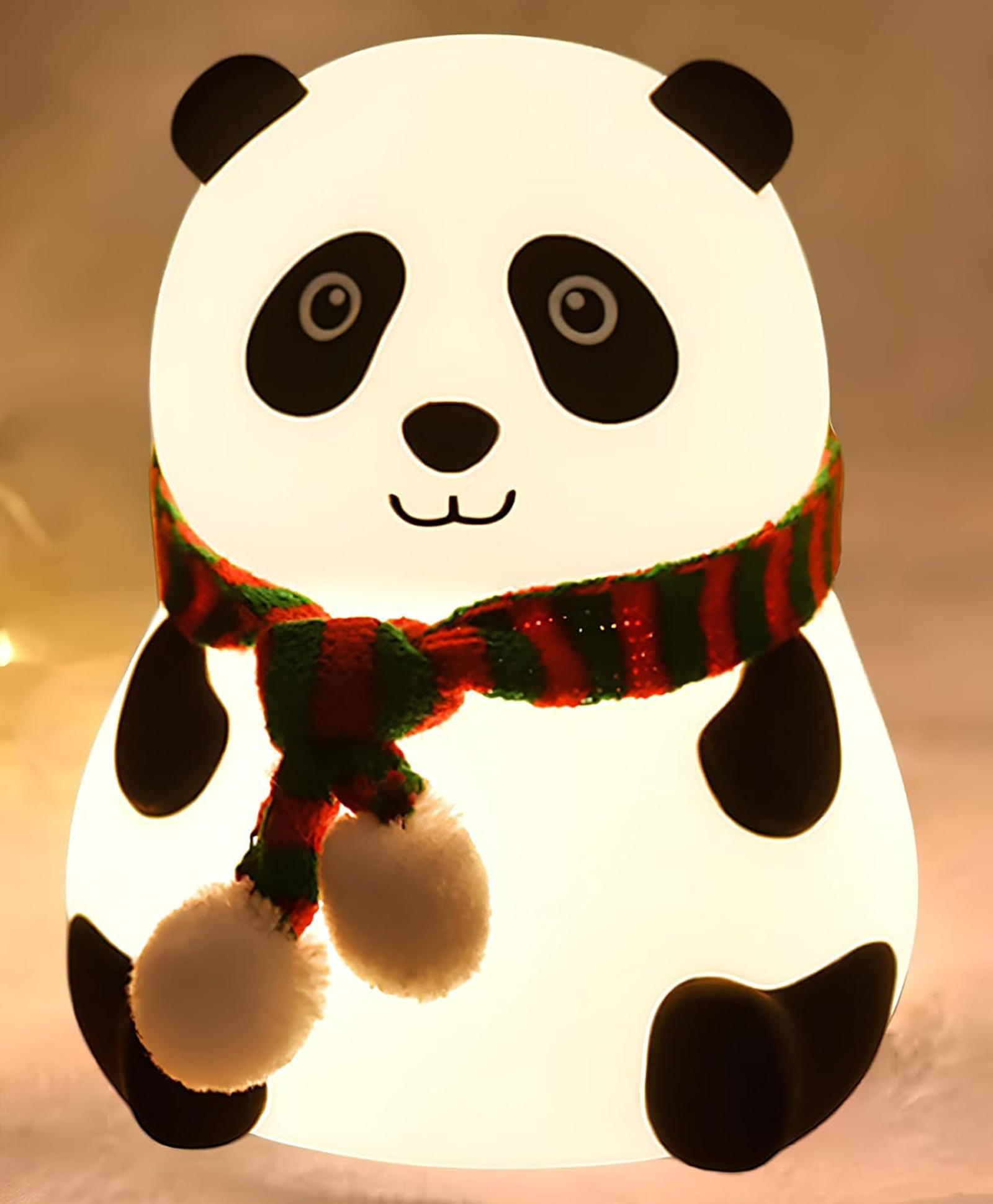 New PinchPanda Silicone Night Light Squishy LED Animal Night Light Silicone 7-Color Changing Light Lamp Panda Light Up USB Rechargeable Touch Light Night Lamp Home Decor Lights - Multicolor-image-5