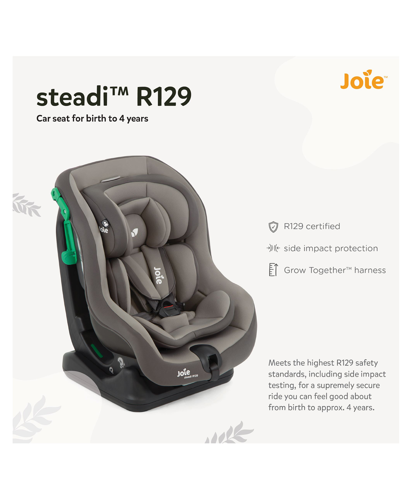 Joie Baby Seat Steadi R129 Cobble Stone Birth+ to 18 Kg- Grey-picture-30