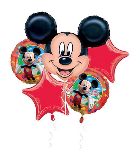 Funcart Mickey Mouse Birthday Foil Balloon Bouquet Red - 5 Pieces-image-34