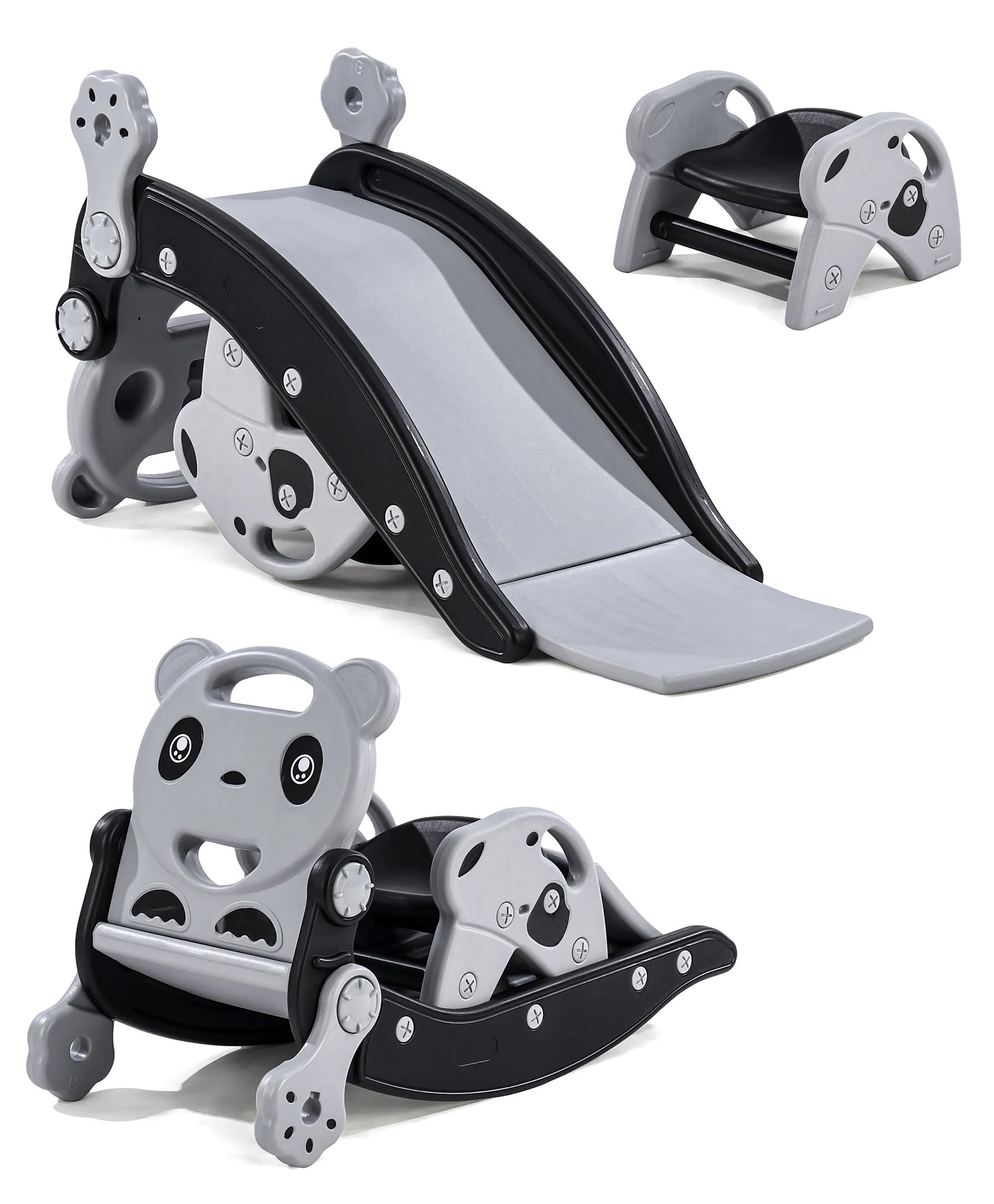 Play Nation 3 In 1 Rocking Panda Slide With Baby Rocker & Chair - Black & White