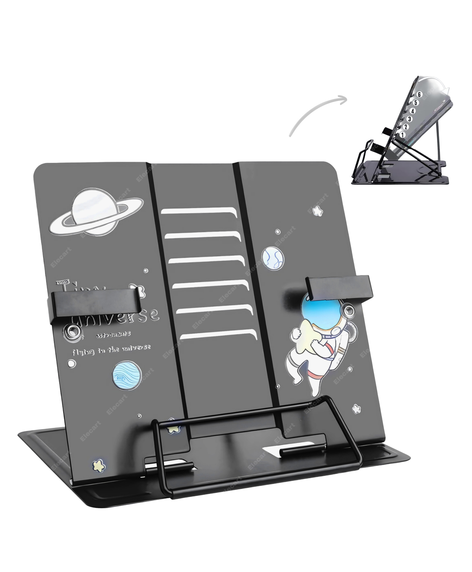 Elecart Adjustable Book Stand Foldable, Portable & Ergonomic Holder for Home & Office-image-0