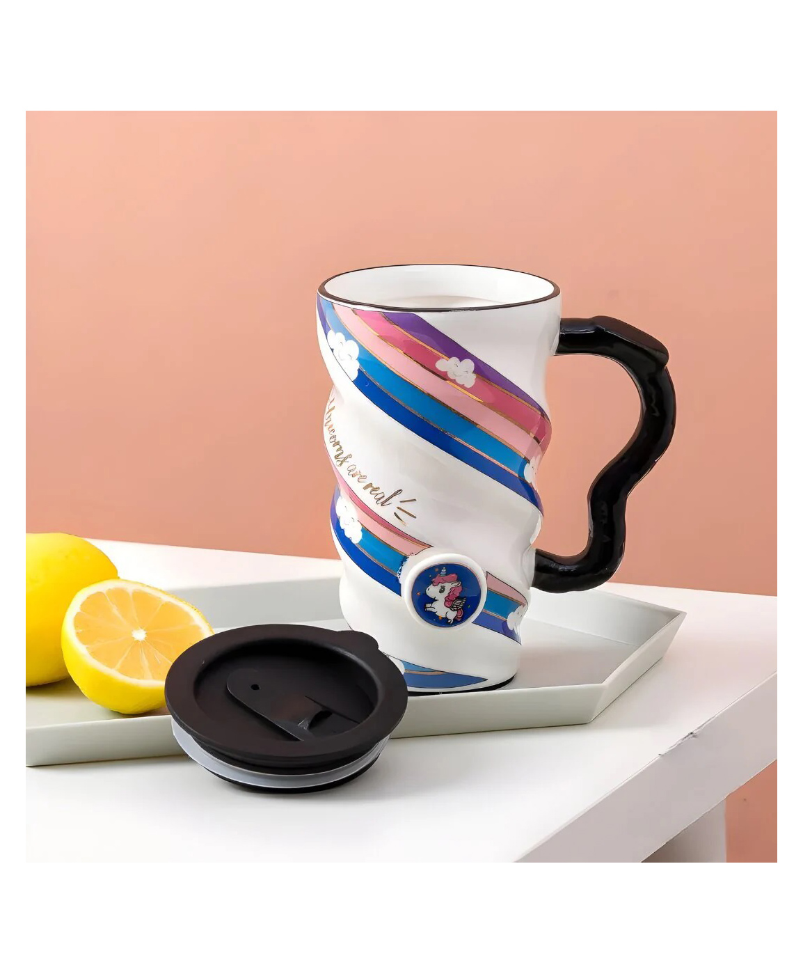 Elecart Unicorn Print Ceramic MugStylish 500 ml Unicorn Mug for Coffee, Tea, Juice | Cute & Durable Bone China Cup with Splash-Proof Lid | Best Unicorn Gift for Girls, Kids, Birthday, Anniversary & More - 500 ml-image-45