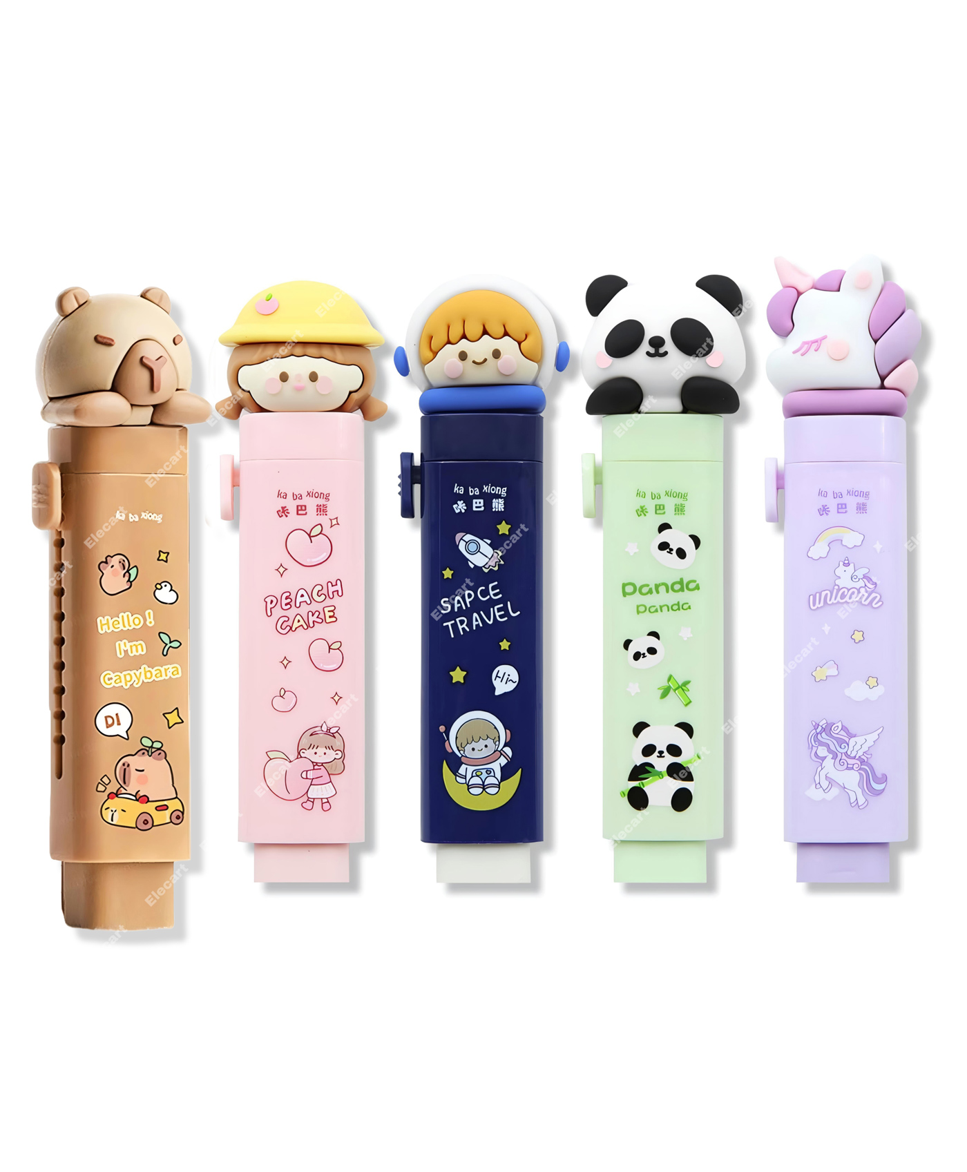 Elecart Retractable Erasers for Kids Cute Kawaii Erasers with Replaceable Rubber Core | Smudge-Free Fancy Erasers for Students, School Supplies, Fun Stationery Set, Birthday Return Gifts (5-Pack)-picture-43