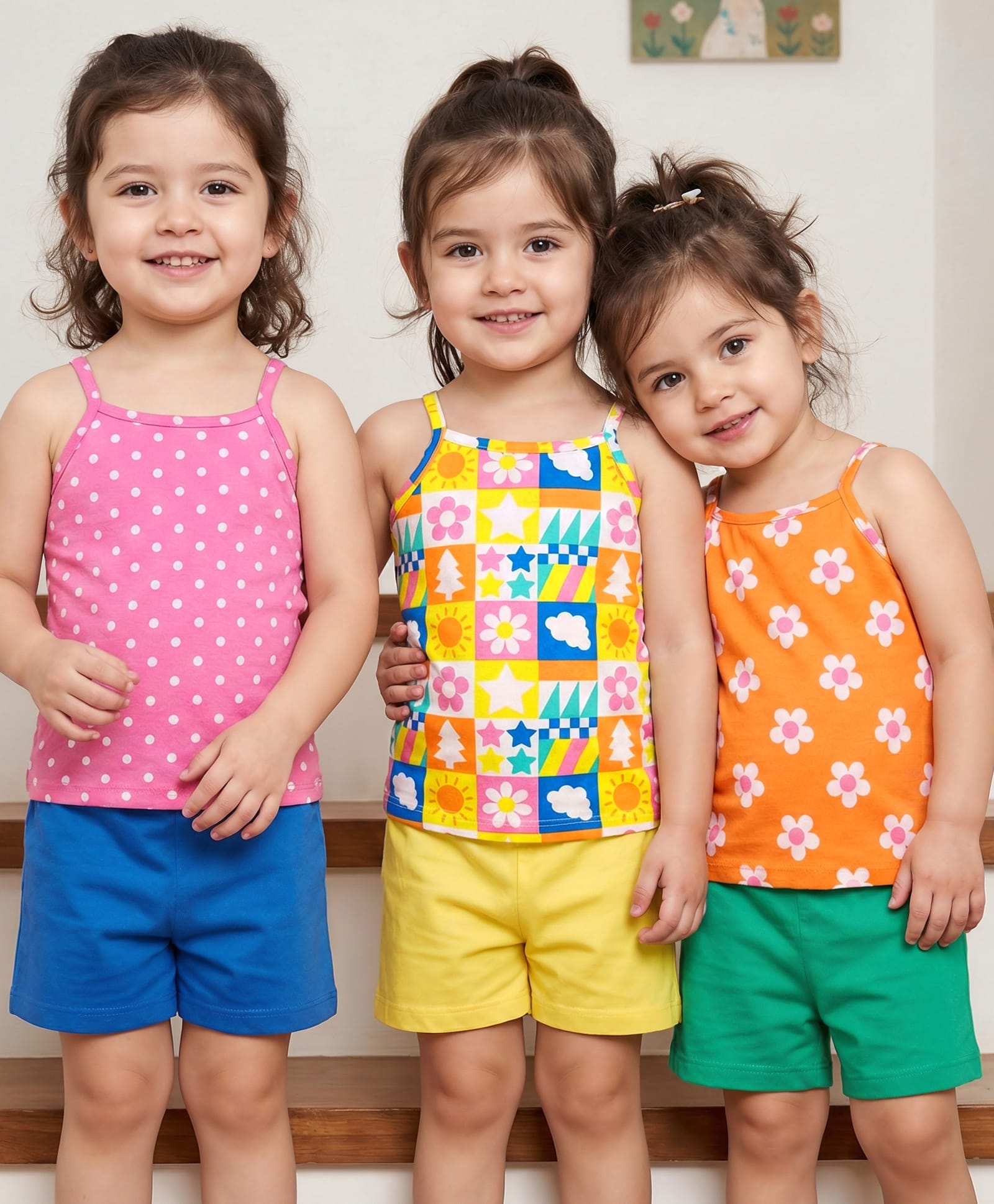 Babyhug 100% Cotton Single Jersey Knit Slips With Polka Dots & Floral Print Pack Of 3 - Pink Orange & Yellow-picture-17